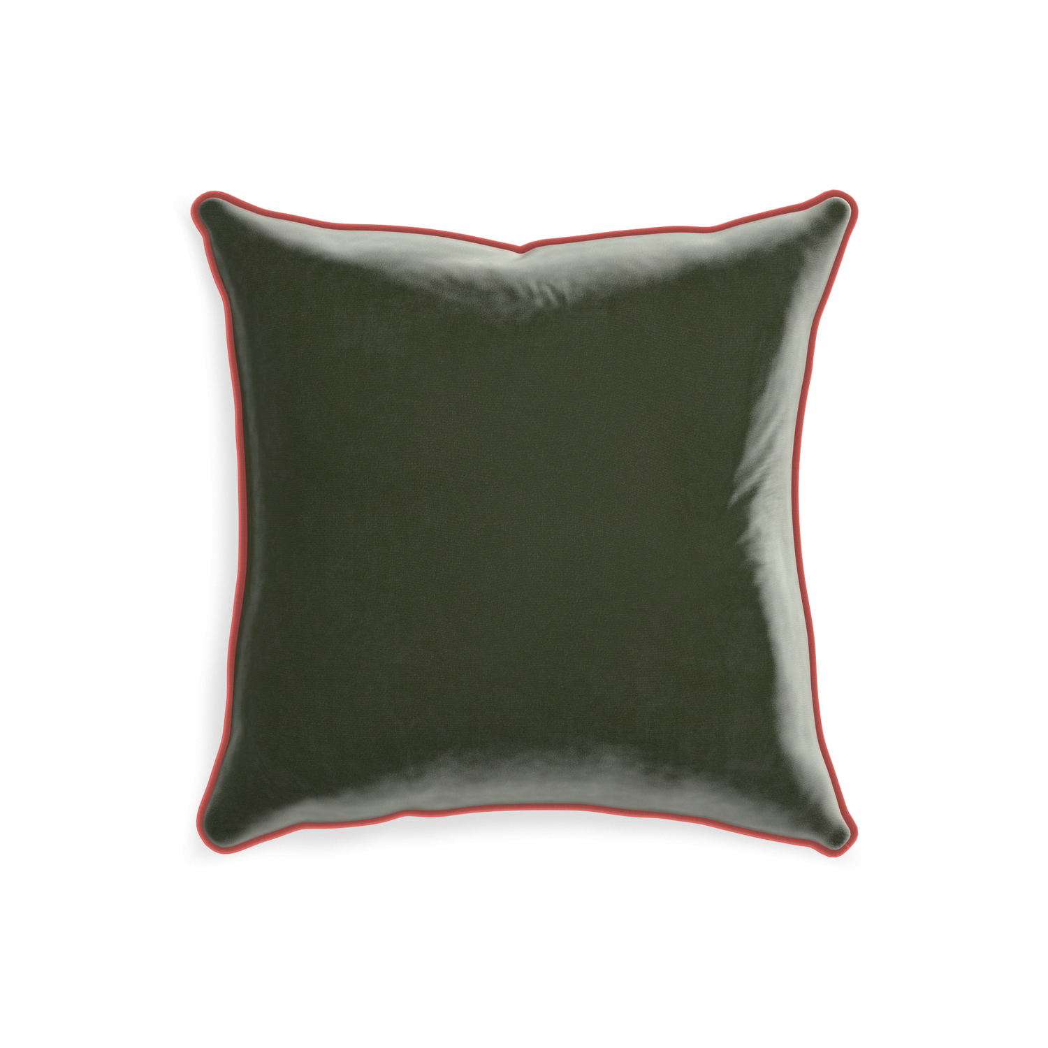 20-square fern velvet custom pillow with c piping on white background