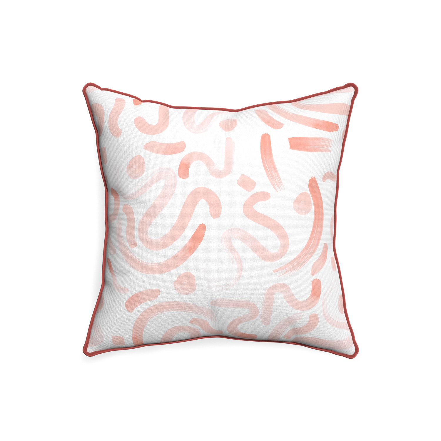 20-square hockney pink custom pillow with c piping on white background