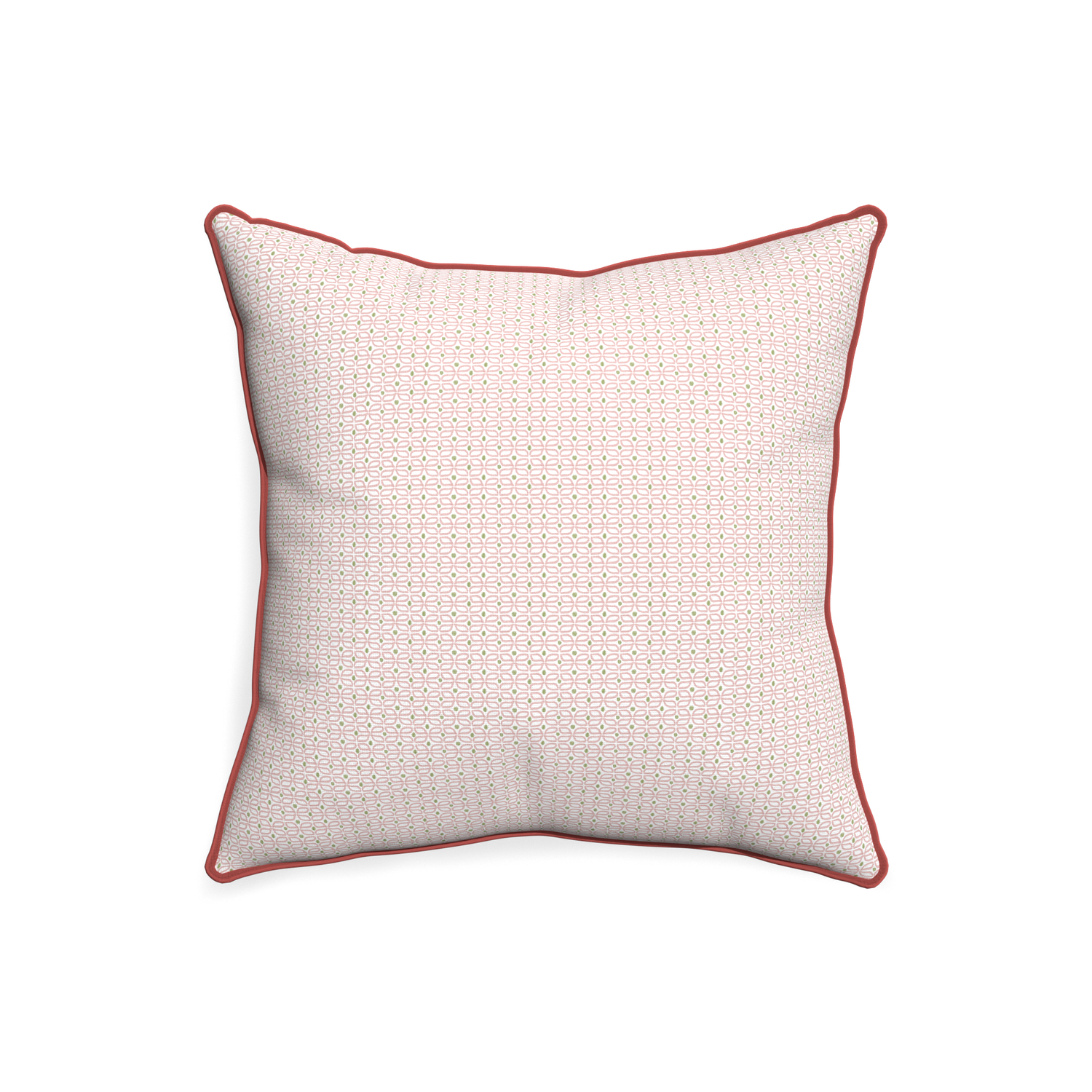 20-square loomi pink custom pillow with c piping on white background