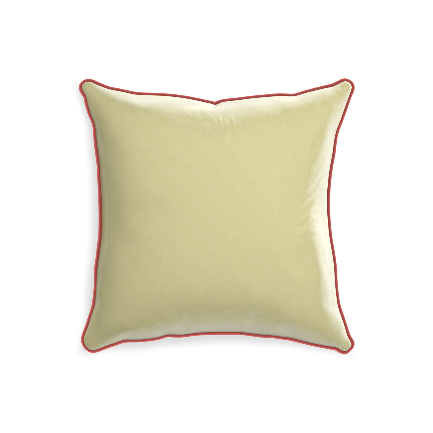 20-square pear velvet custom pillow with c piping on white background