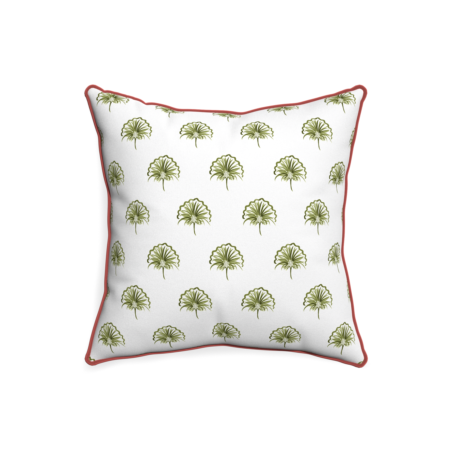 20-square penelope moss custom pillow with c piping on white background