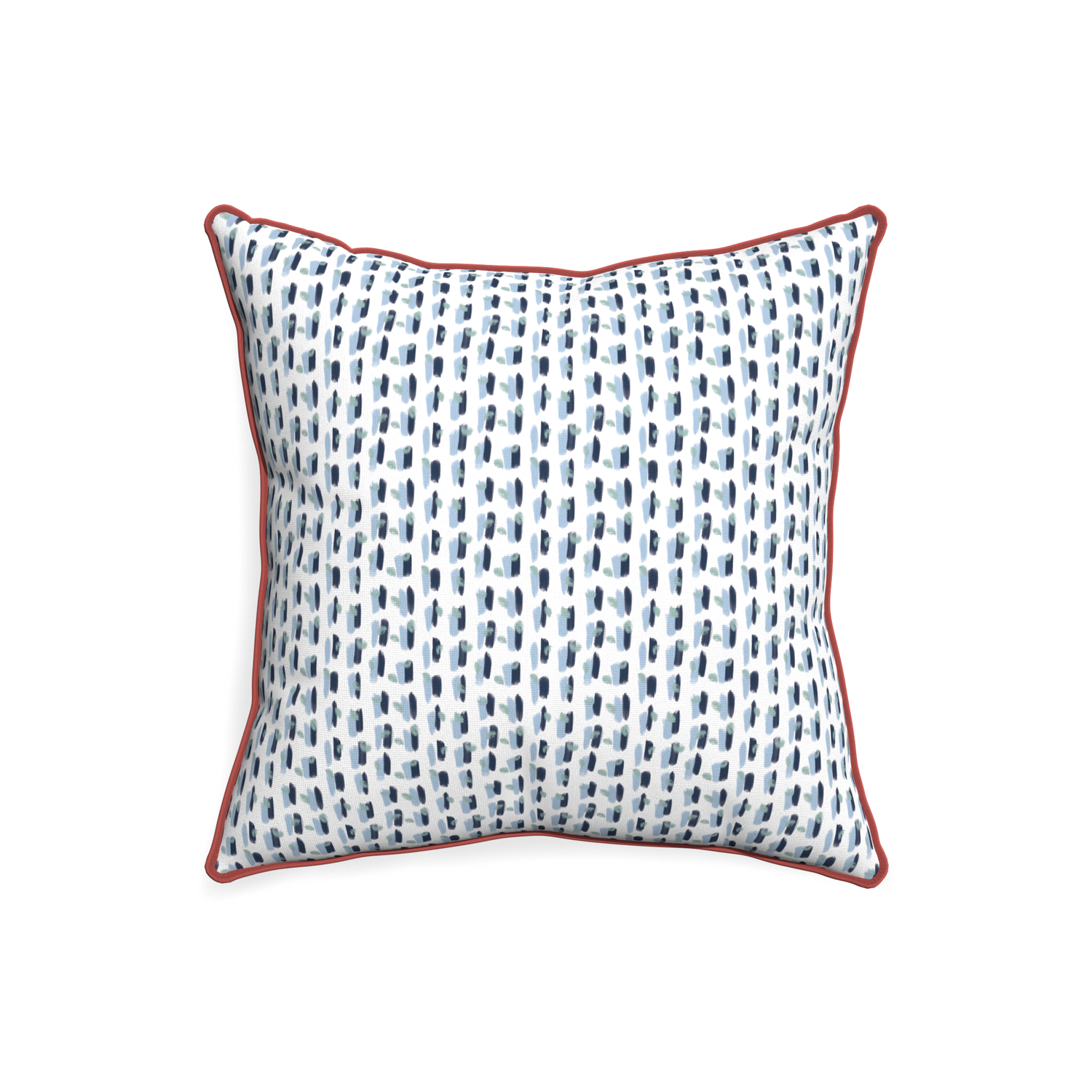 20-square poppy blue custom pillow with c piping on white background