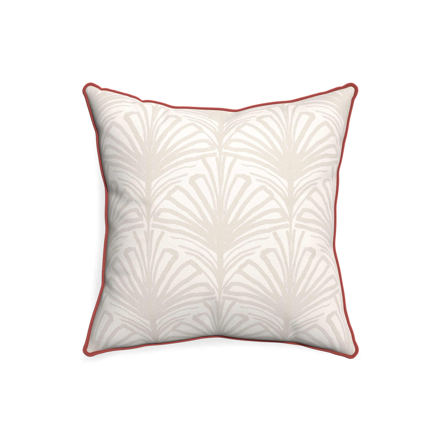 20-square suzy sand custom pillow with c piping on white background