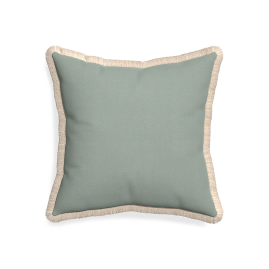 Sage Pillow - 20"x20" w. Cream Fringe