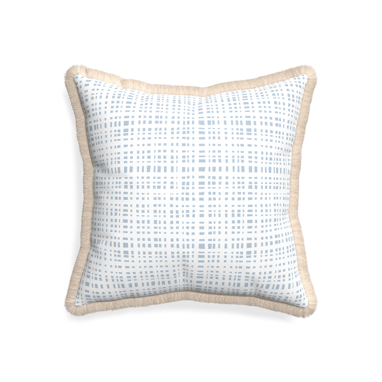 20-square ginger sky custom pillow with cream fringe on white background
