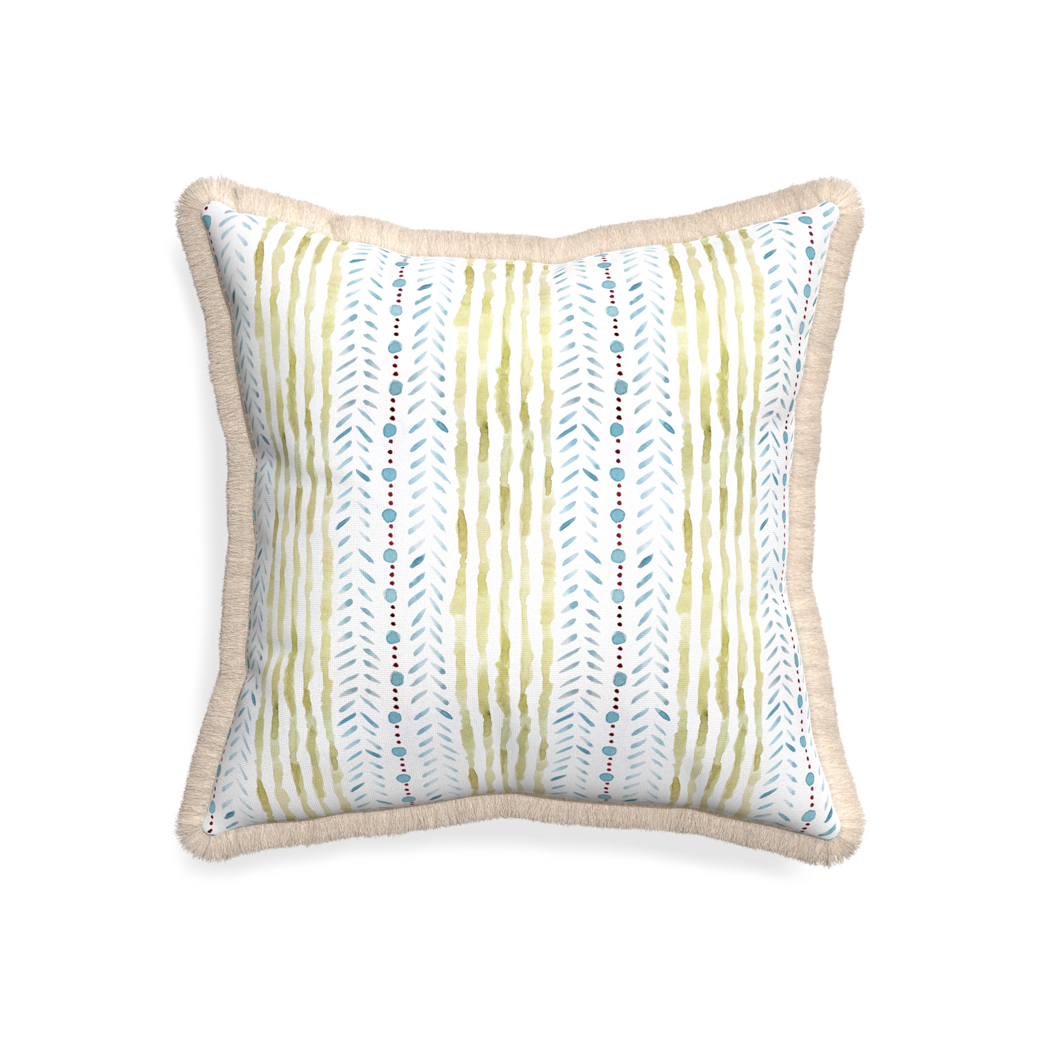 20-square julia custom pillow with cream fringe on white background