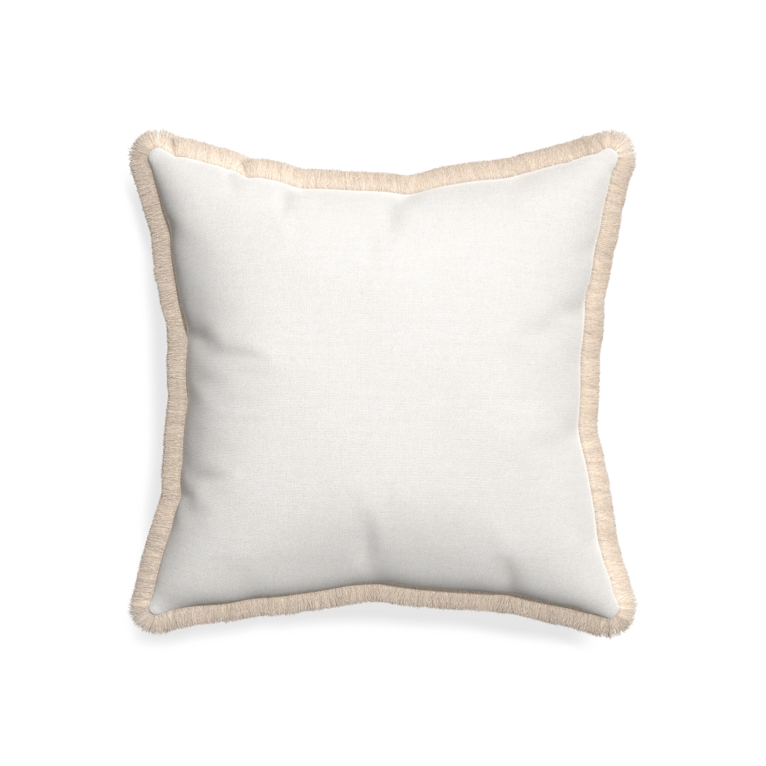 20-square flour custom pillow with cream fringe on white background