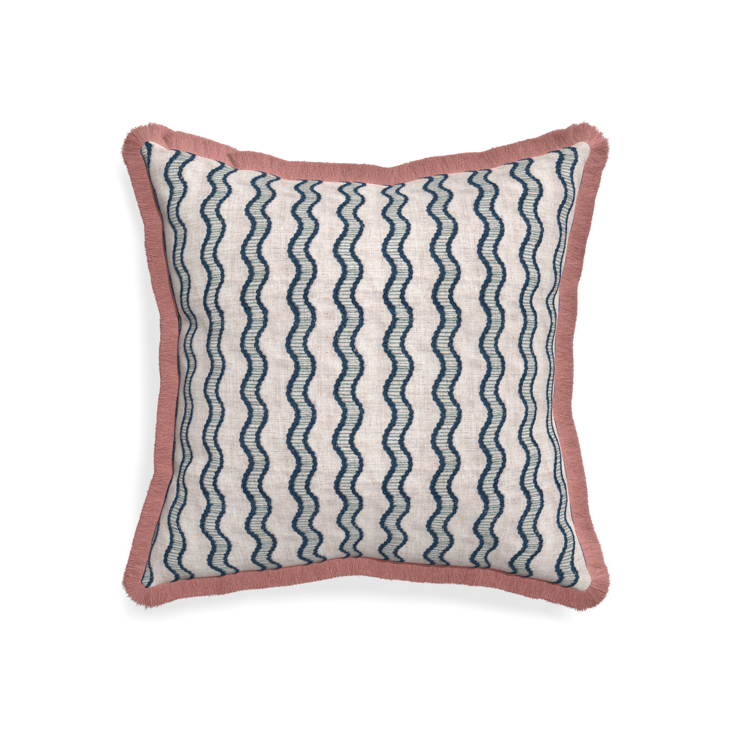 20-square beatrice custom embroidered wavepillow with d fringe on white background