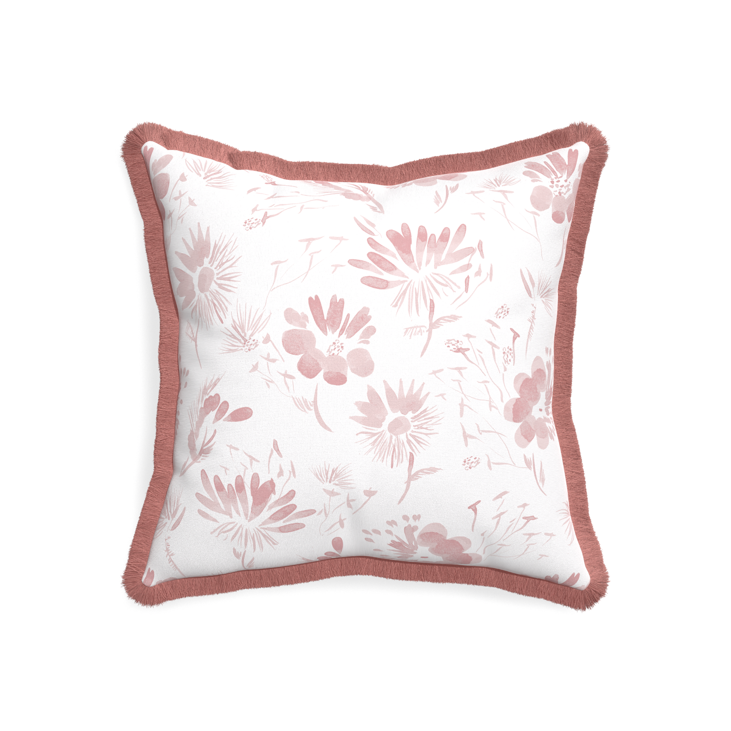 20-square blake custom pink floralpillow with d fringe on white background