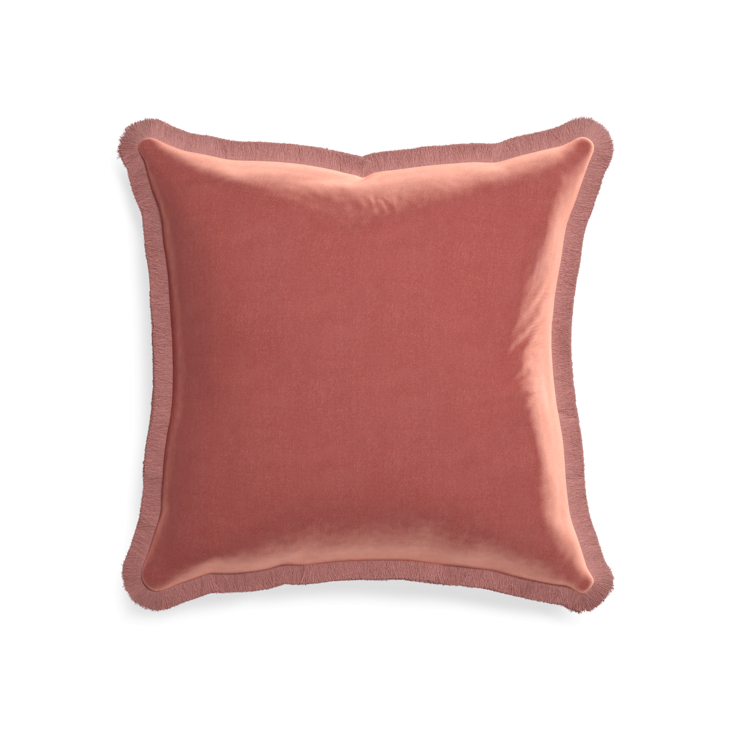20-square cosmo velvet custom pillow with d fringe on white background