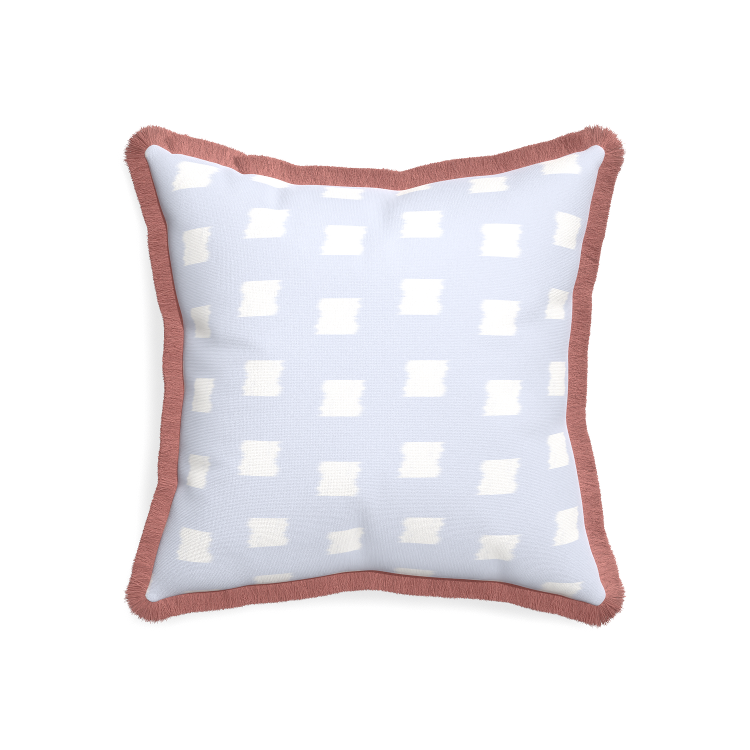 20-square denton custom pillow with d fringe on white background