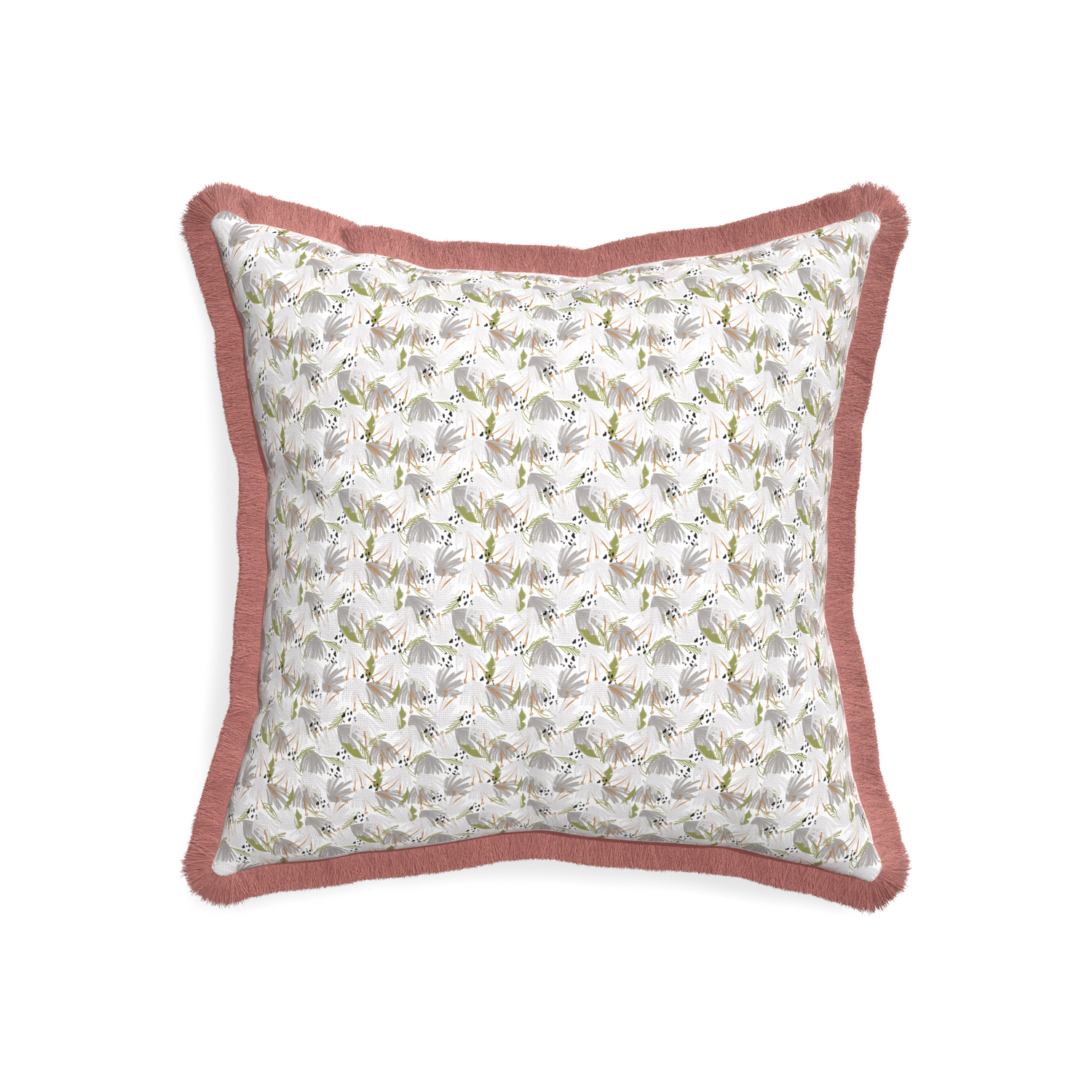 20-square eden grey custom pillow with d fringe on white background