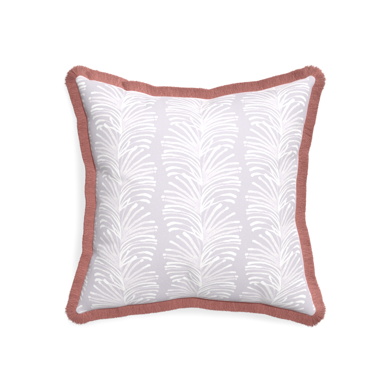 20-square emma lavender custom pillow with d fringe on white background