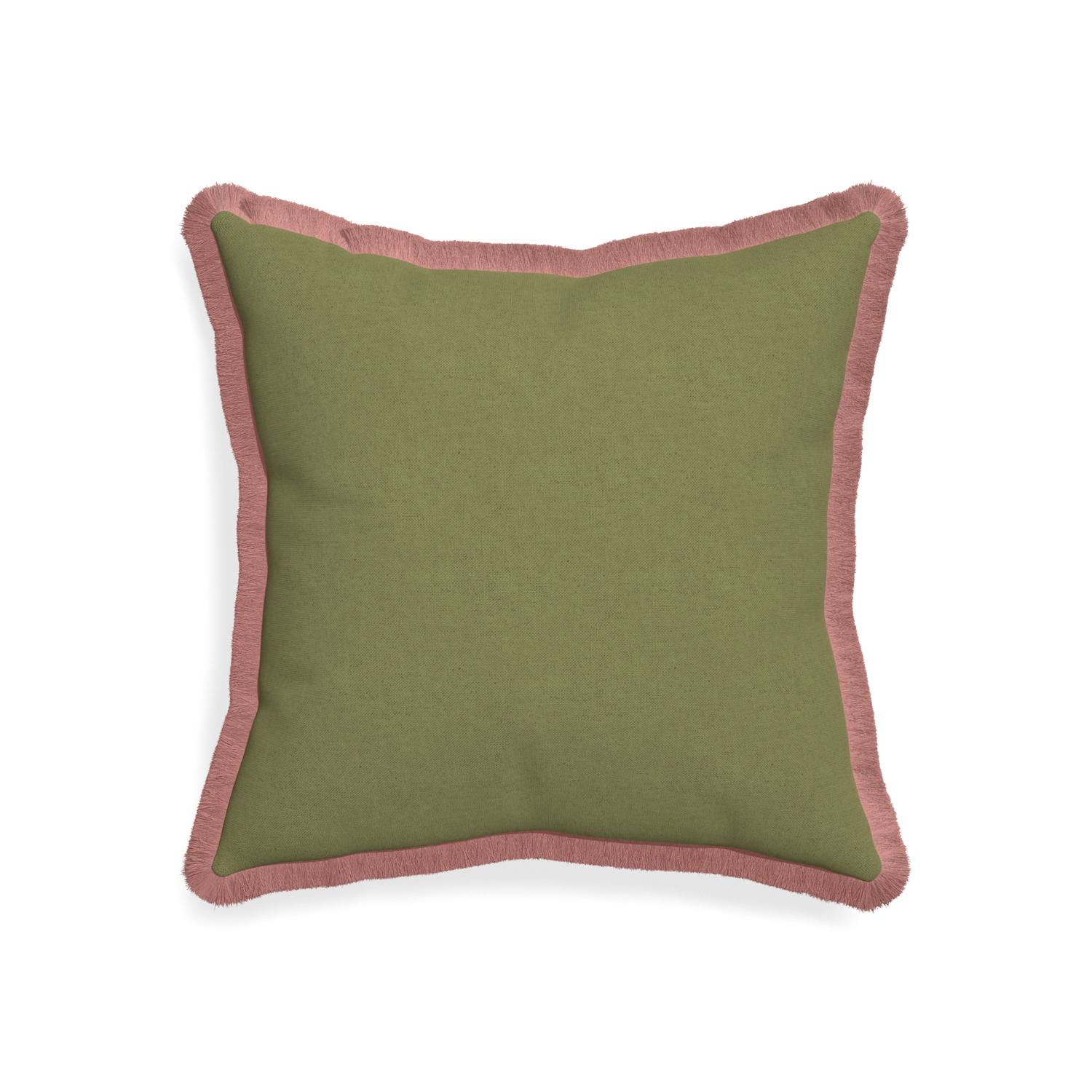 20-square moss custom moss greenpillow with d fringe on white background