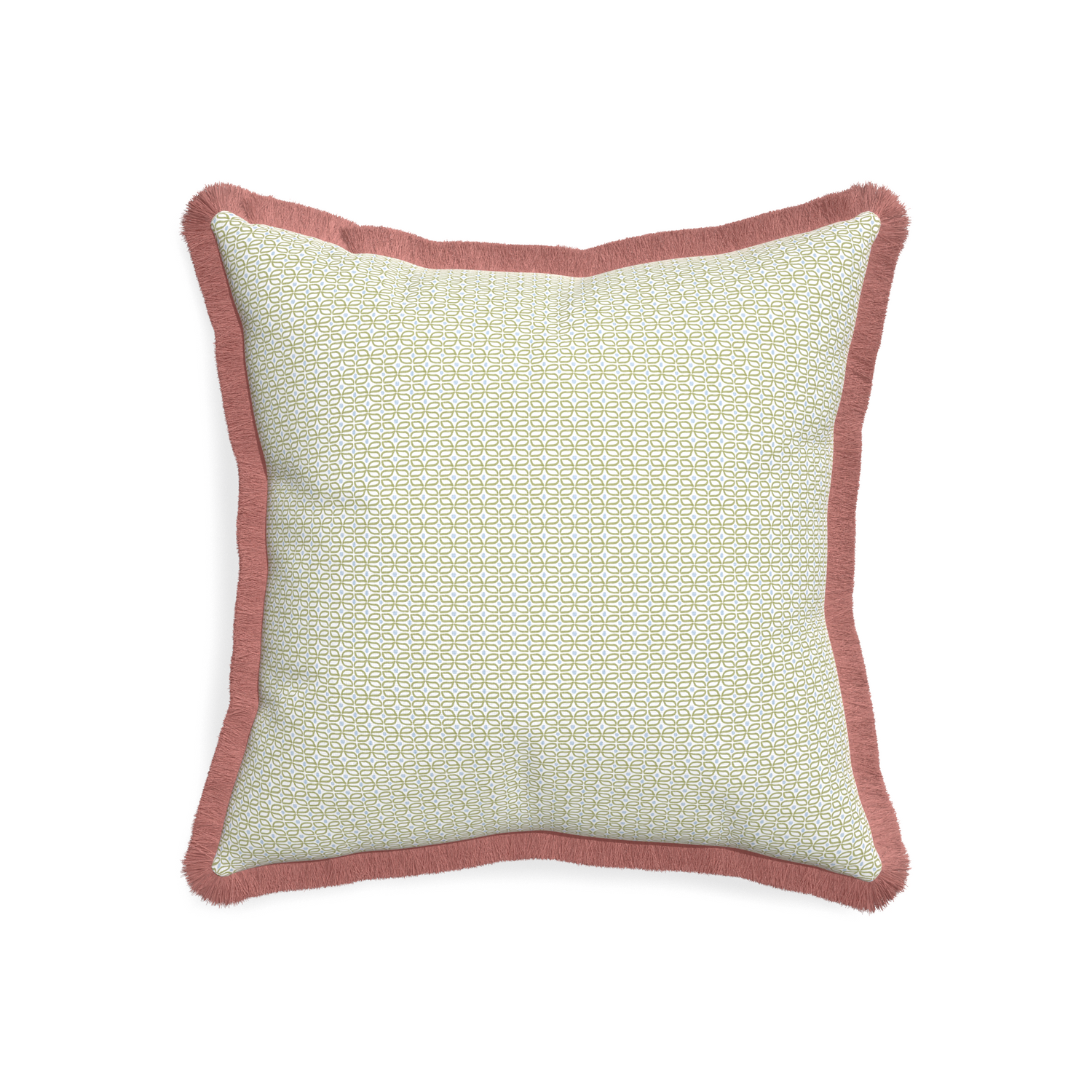 20-square loomi moss custom pillow with d fringe on white background
