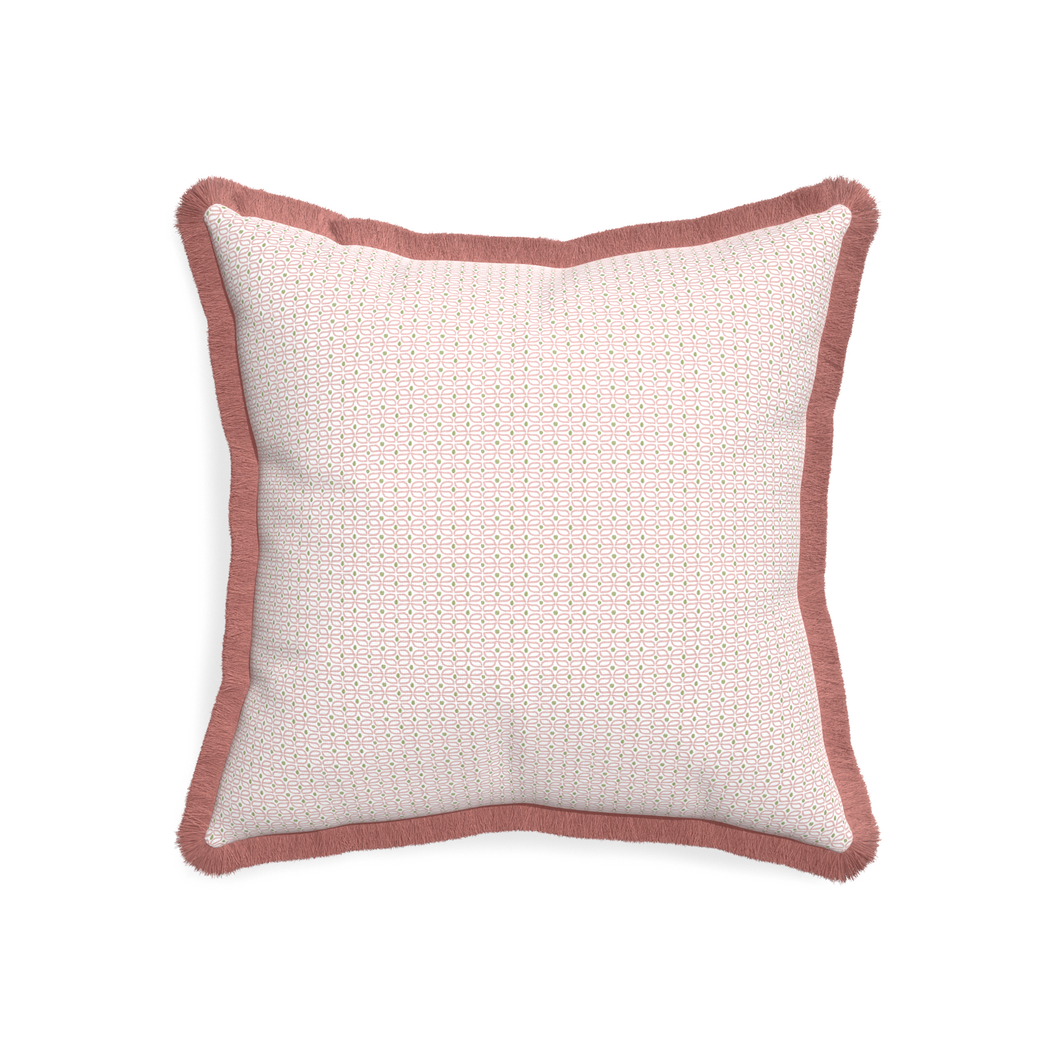 20-square loomi pink custom pillow with d fringe on white background