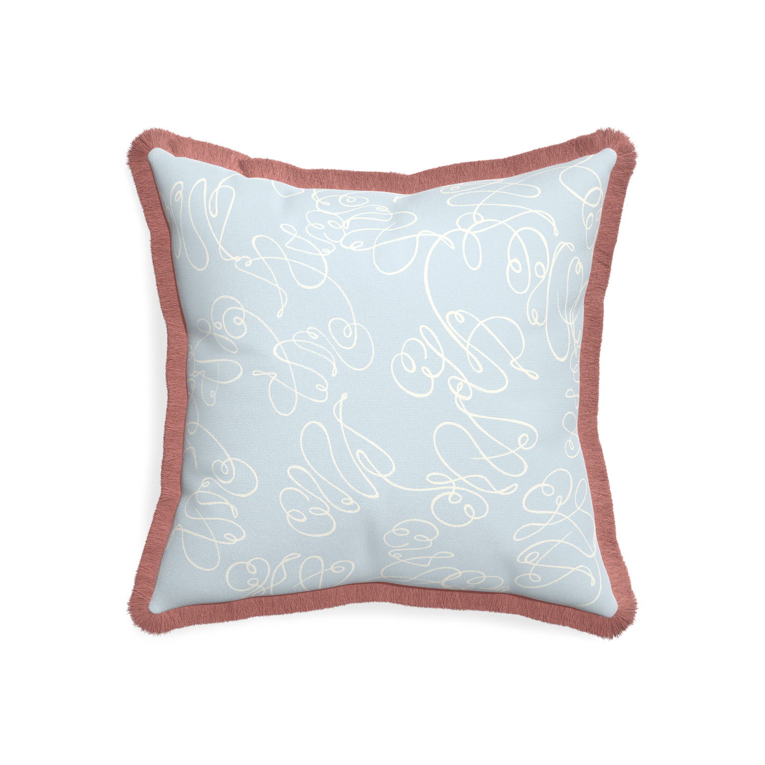 20-square mirabella custom pillow with d fringe on white background