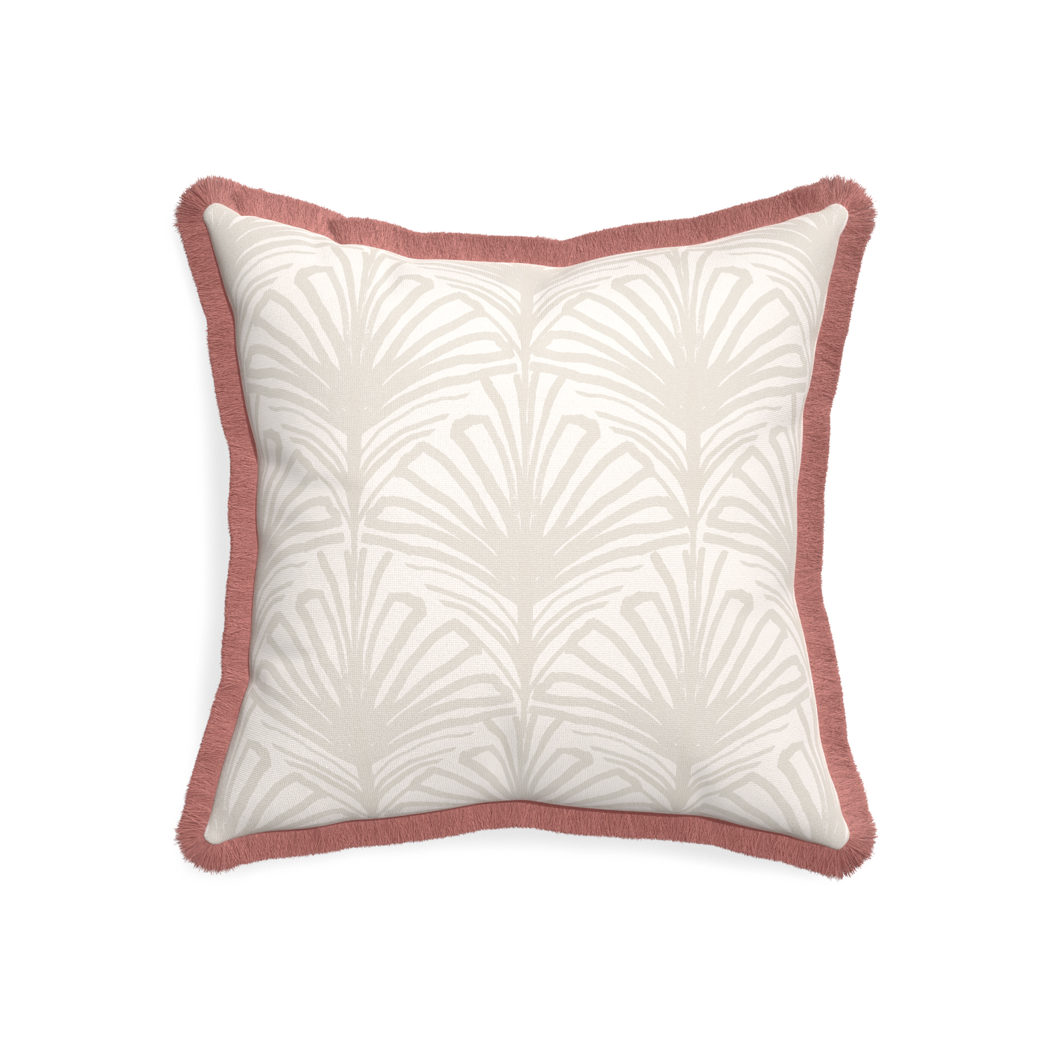 20-square suzy sand custom pillow with d fringe on white background