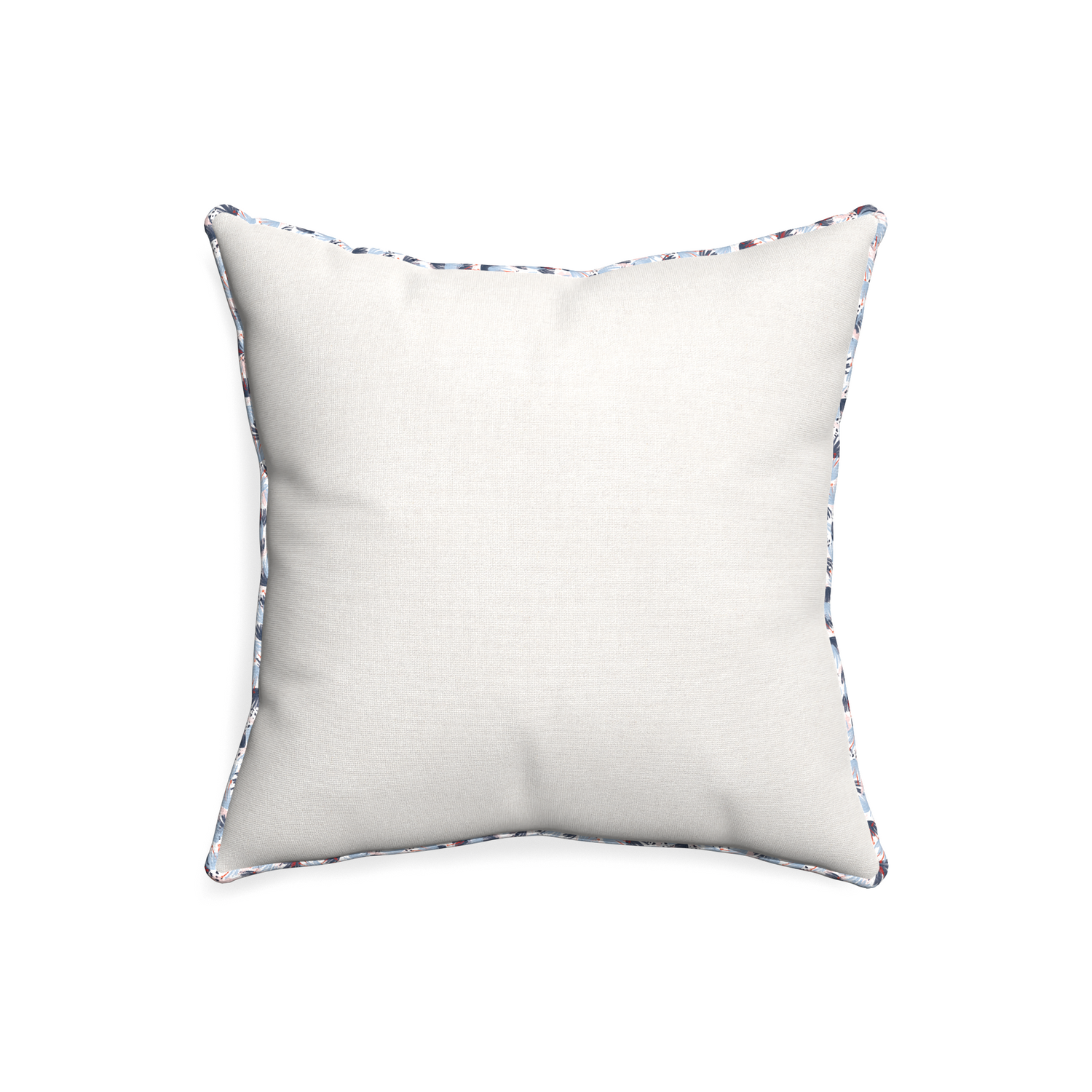 20-square flour custom pillow with e piping on white background