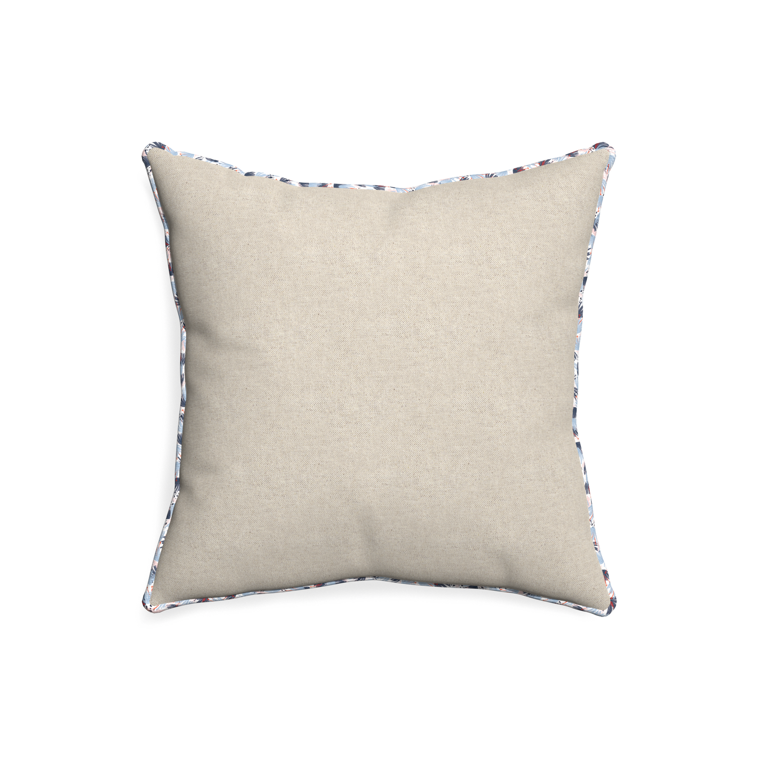 20-square oat custom light brownpillow with e piping on white background