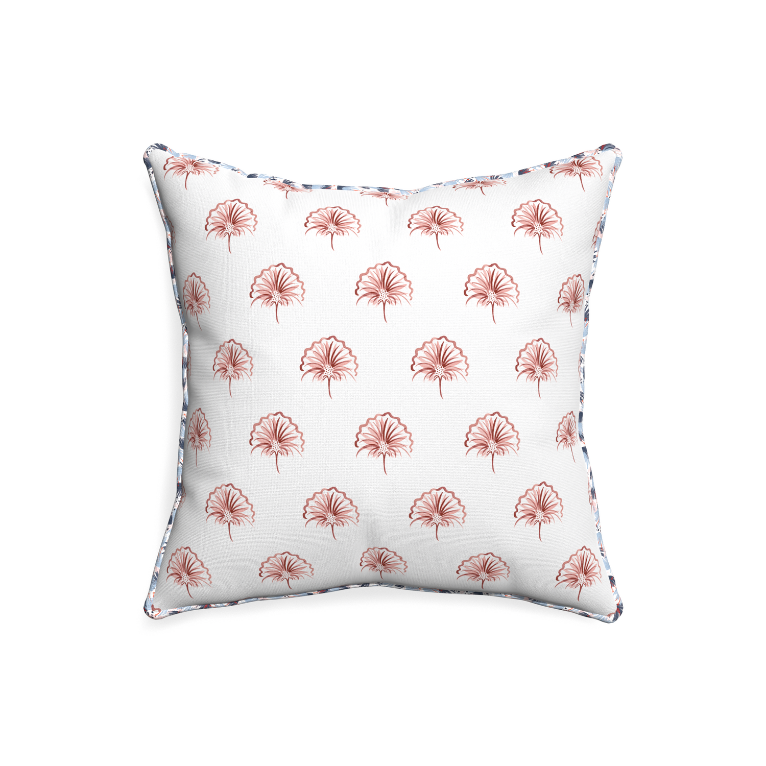 20-square penelope rose custom pillow with e piping on white background