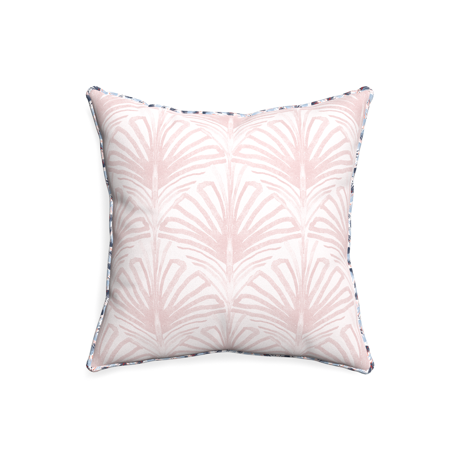 20-square suzy rose custom pillow with e piping on white background