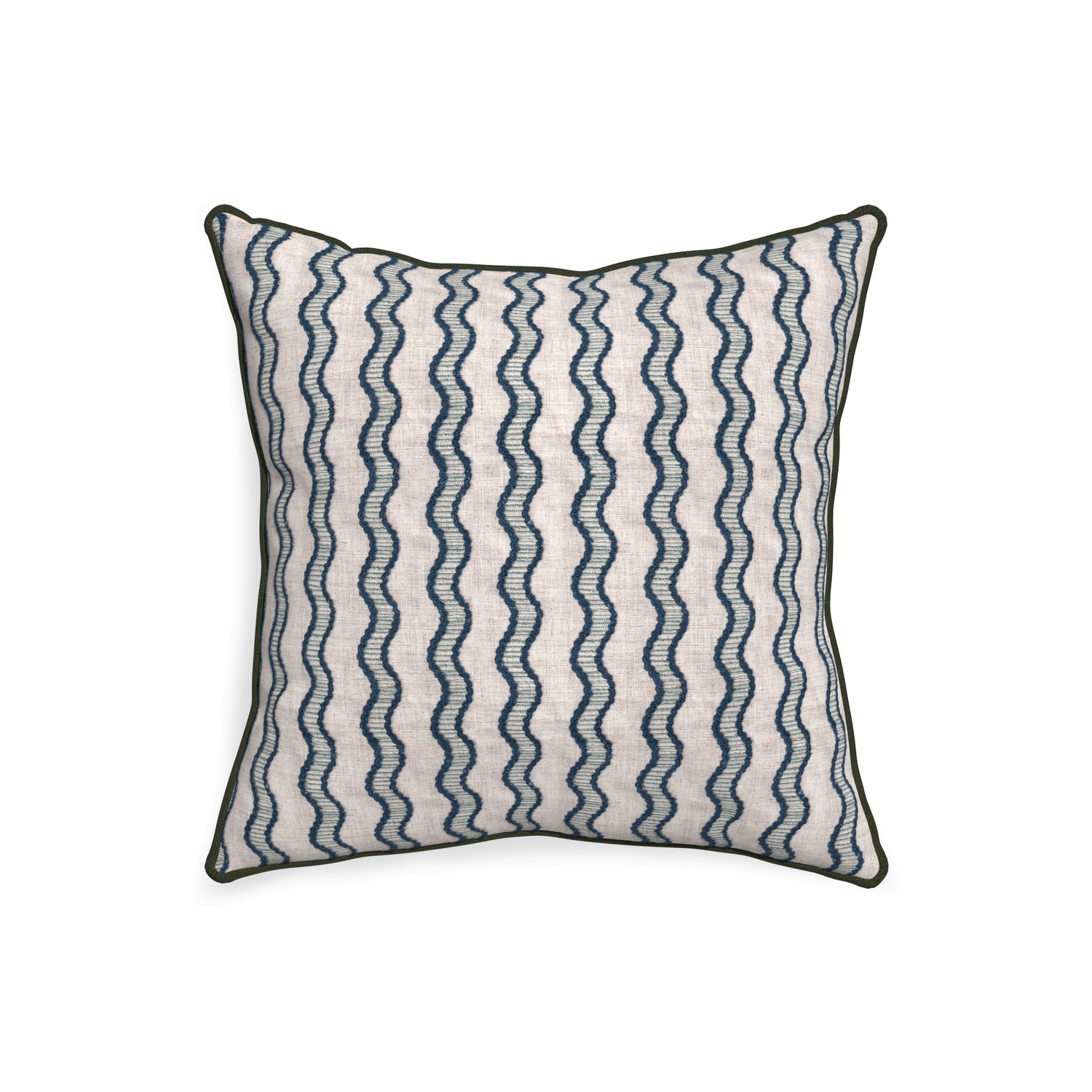 20-square beatrice custom embroidered wavepillow with f piping on white background