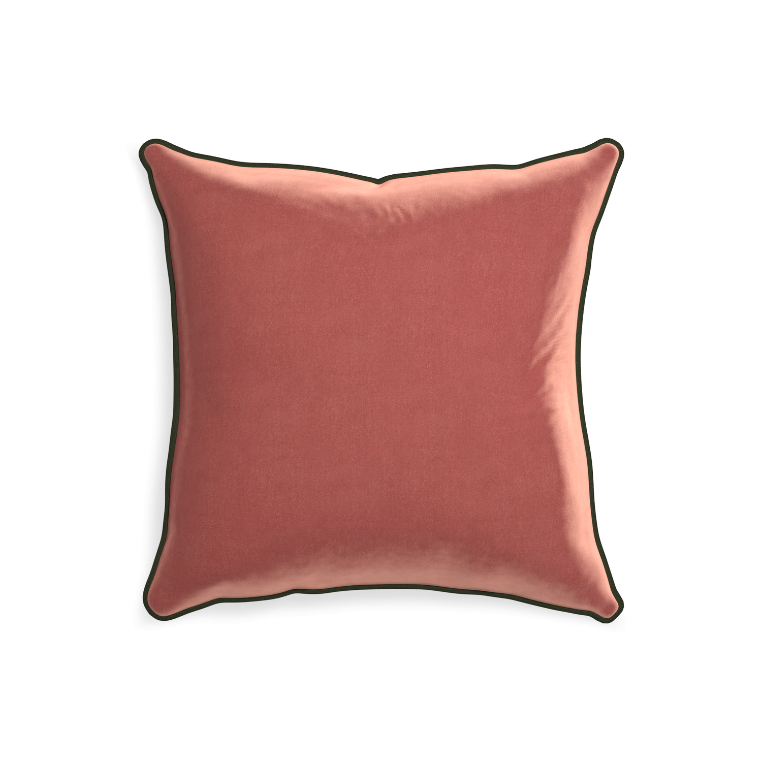 20-square cosmo velvet custom coralpillow with f piping on white background