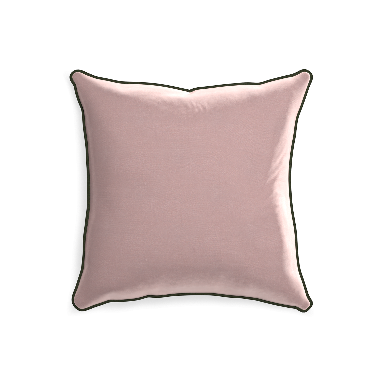 20-square mauve velvet custom pillow with f piping on white background