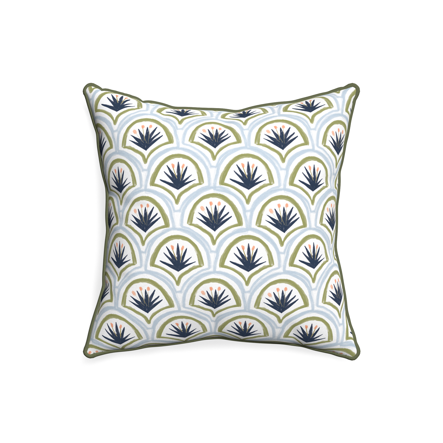 20-square thatcher midnight custom art deco palm patternpillow with f piping on white background