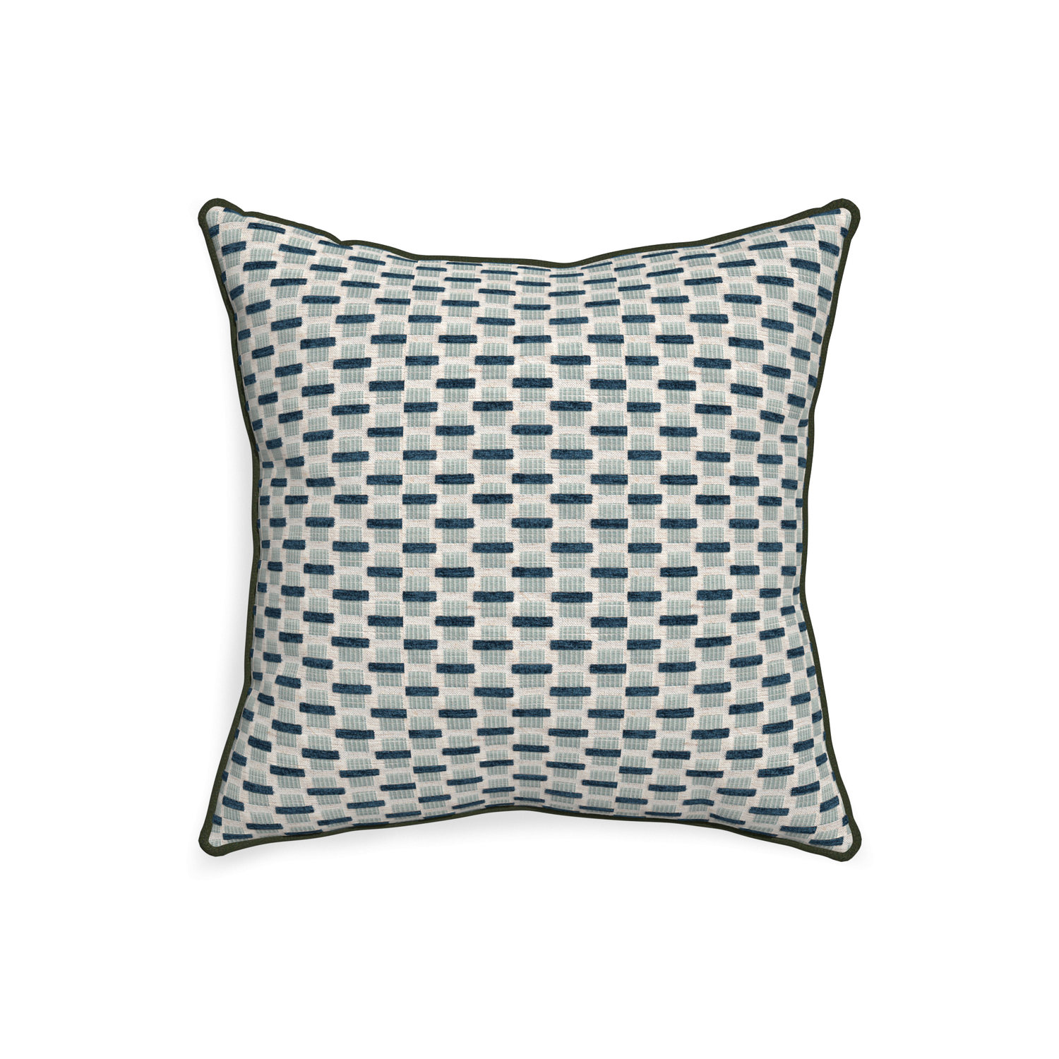 20-square willow amalfi custom blue geometric chenillepillow with f piping on white background