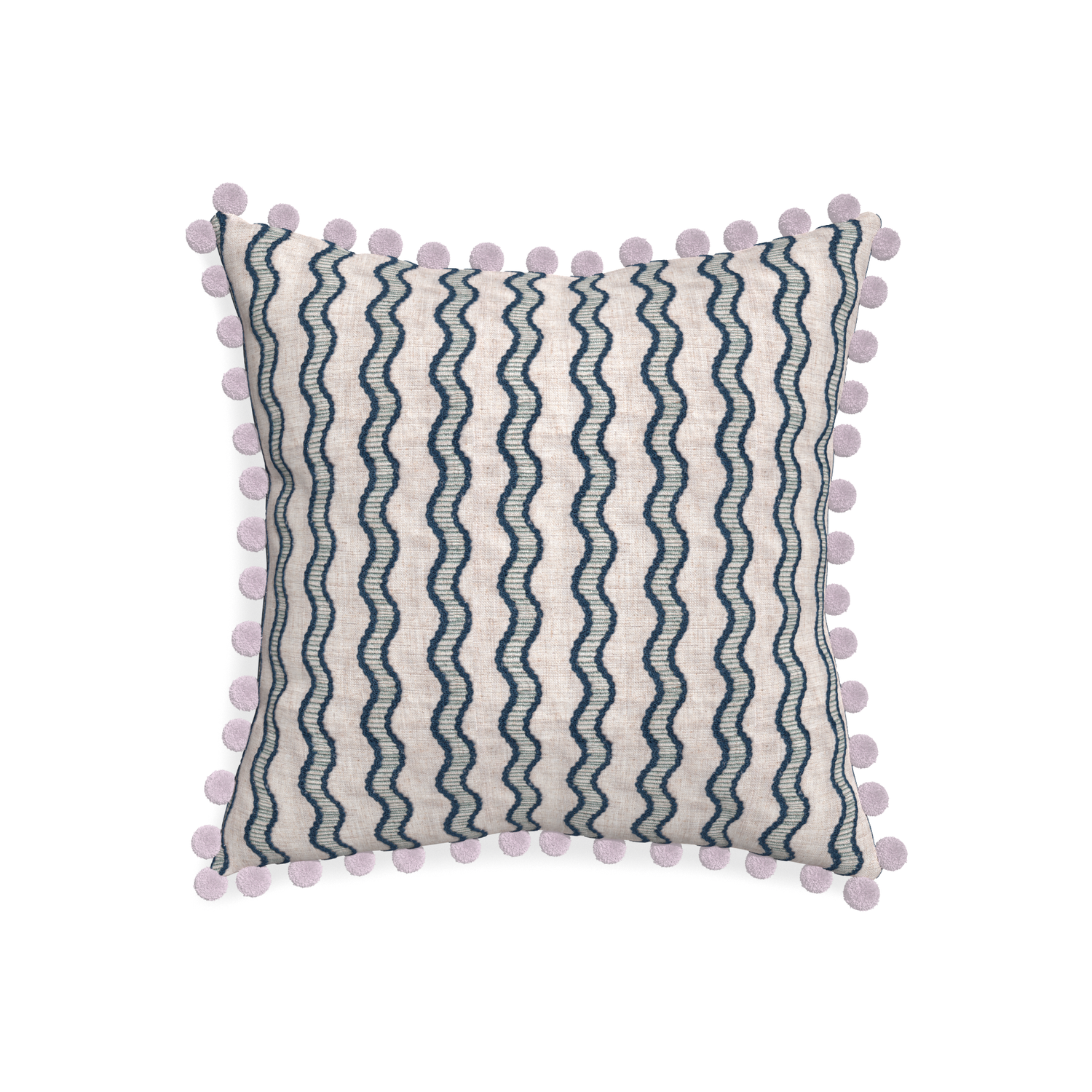 20-square beatrice custom embroidered wavepillow with l on white background