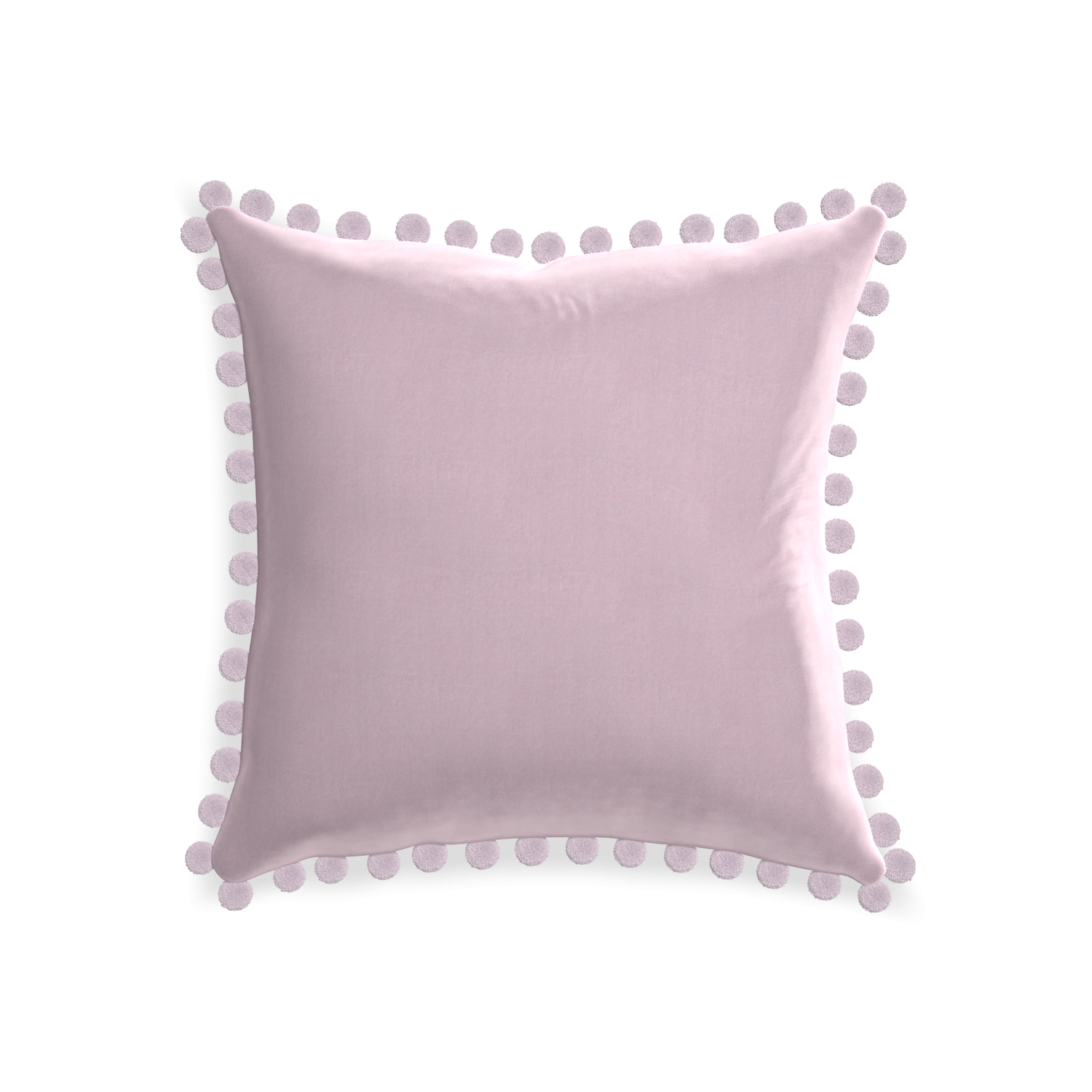 20-square lilac velvet custom pillow with l on white background