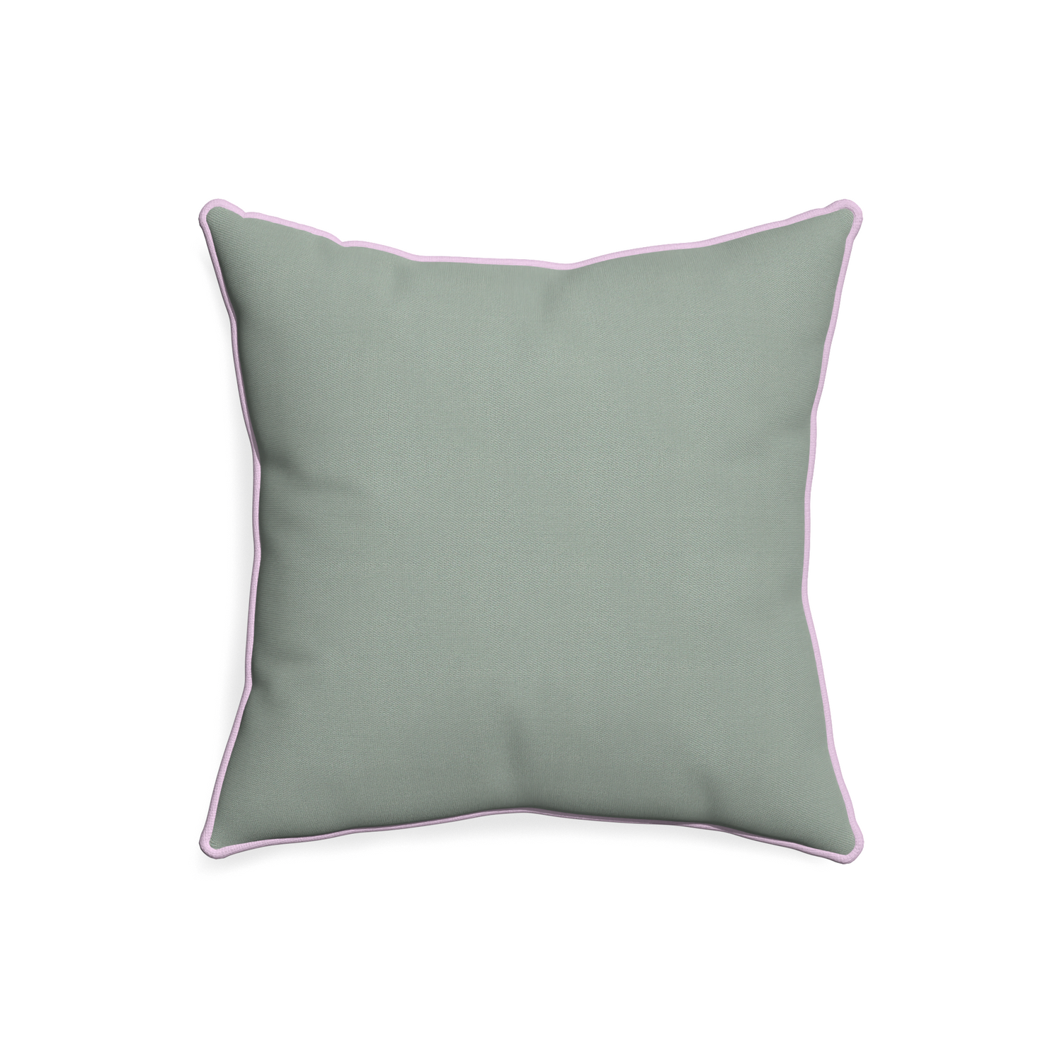 20-square sage custom sage green cottonpillow with l piping on white background
