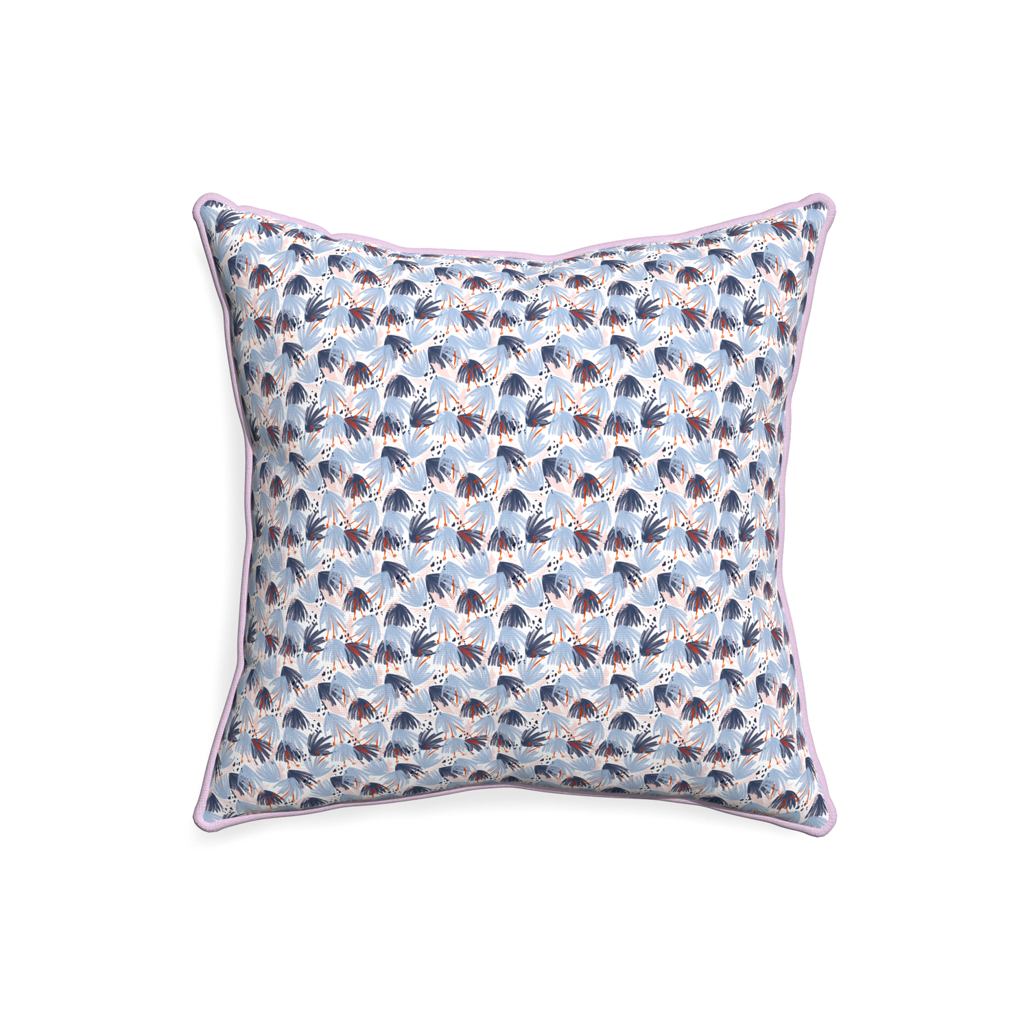 20-square eden blue custom pillow with l piping on white background