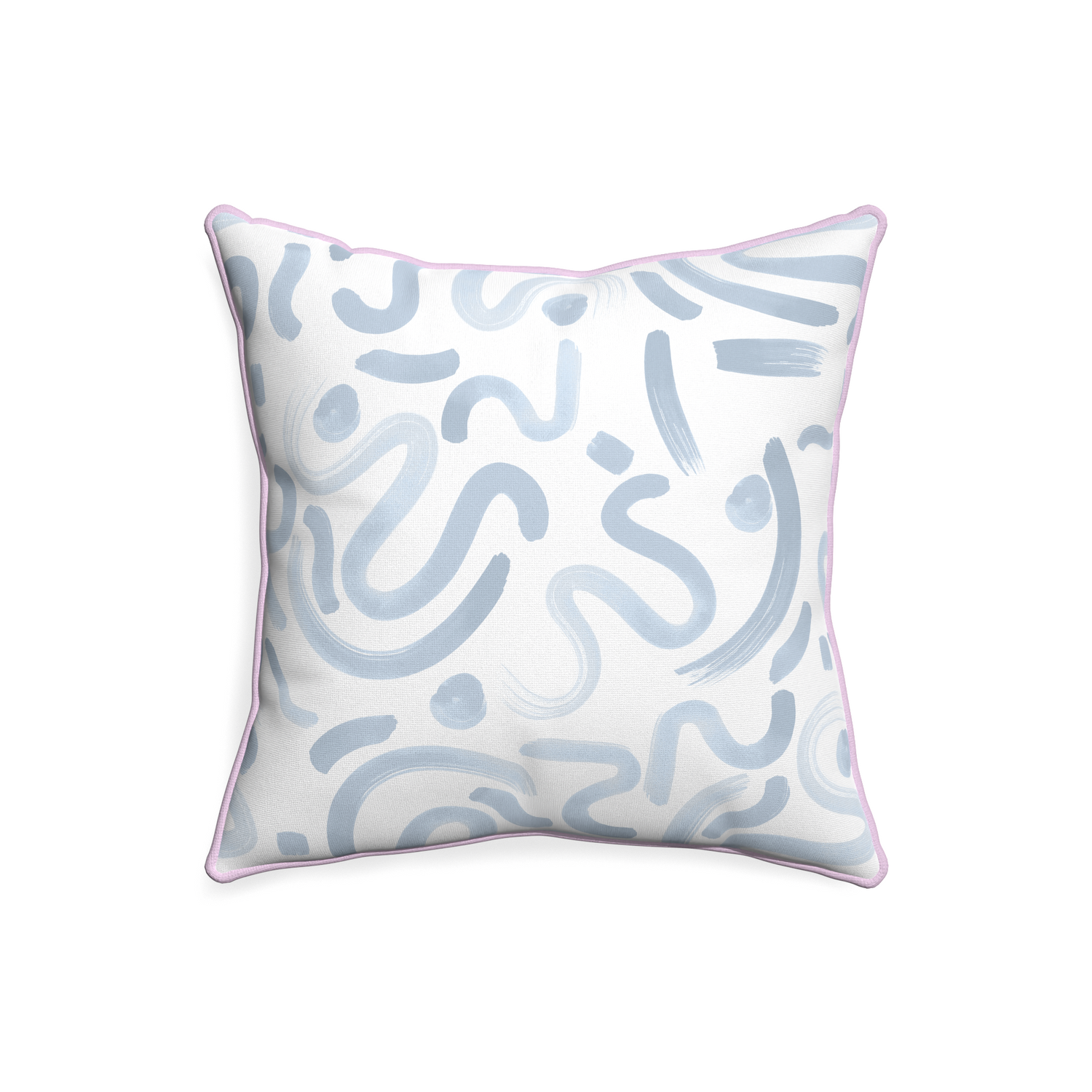 20-square hockney sky custom pillow with l piping on white background