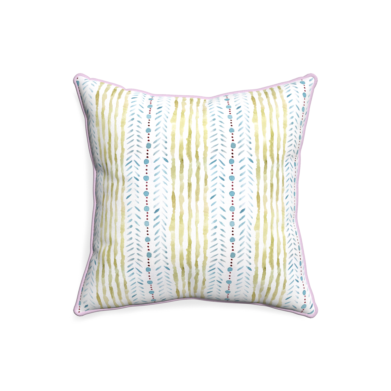 20-square julia custom blue & green stripedpillow with l piping on white background