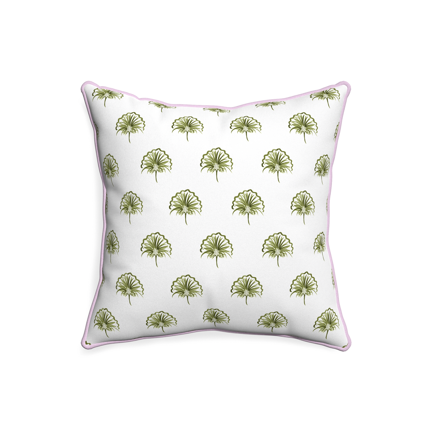 20-square penelope moss custom green floralpillow with l piping on white background