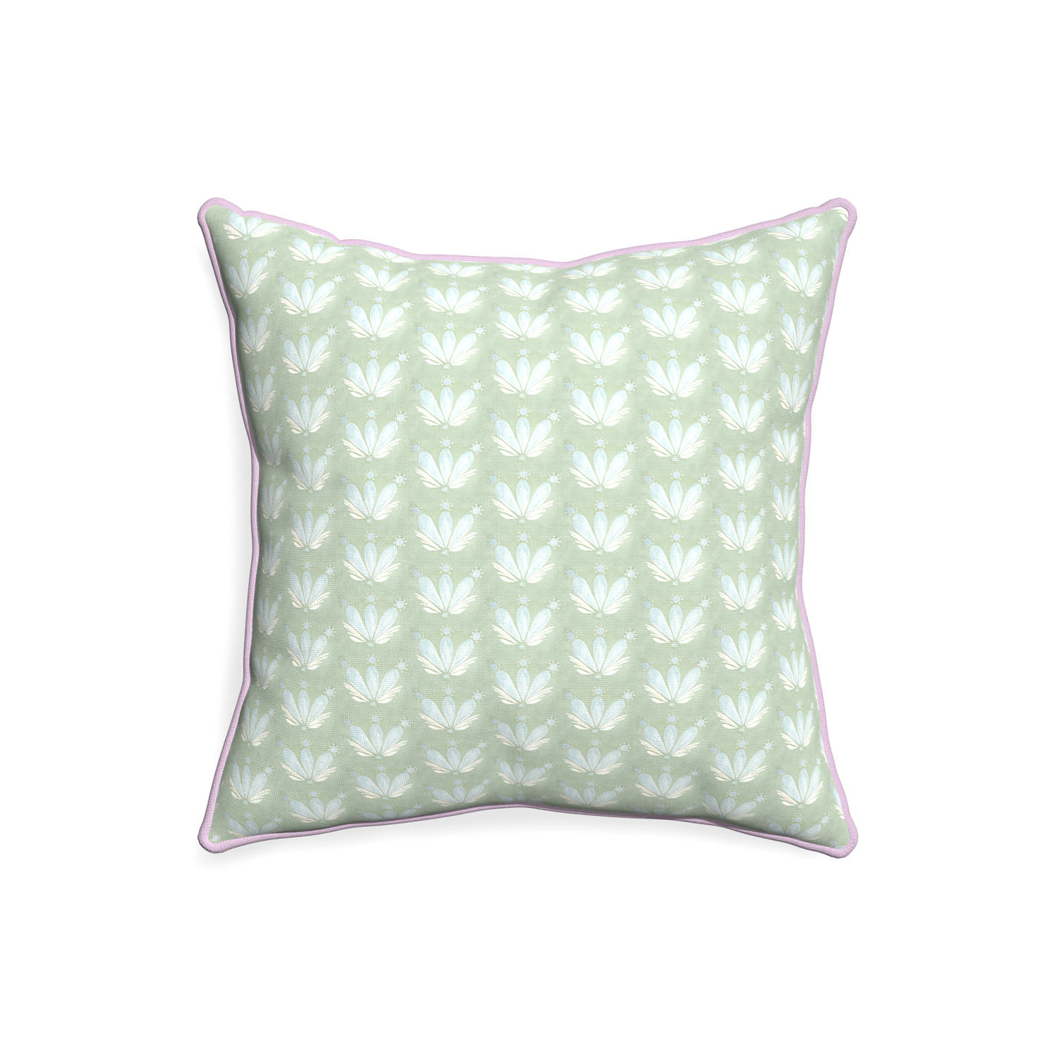 20-square serena sea salt custom blue & green floral drop repeatpillow with l piping on white background