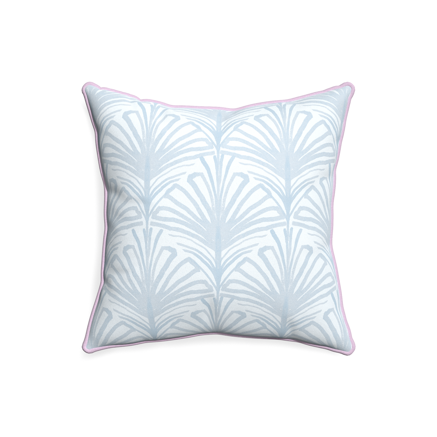 20-square suzy sky custom pillow with l piping on white background