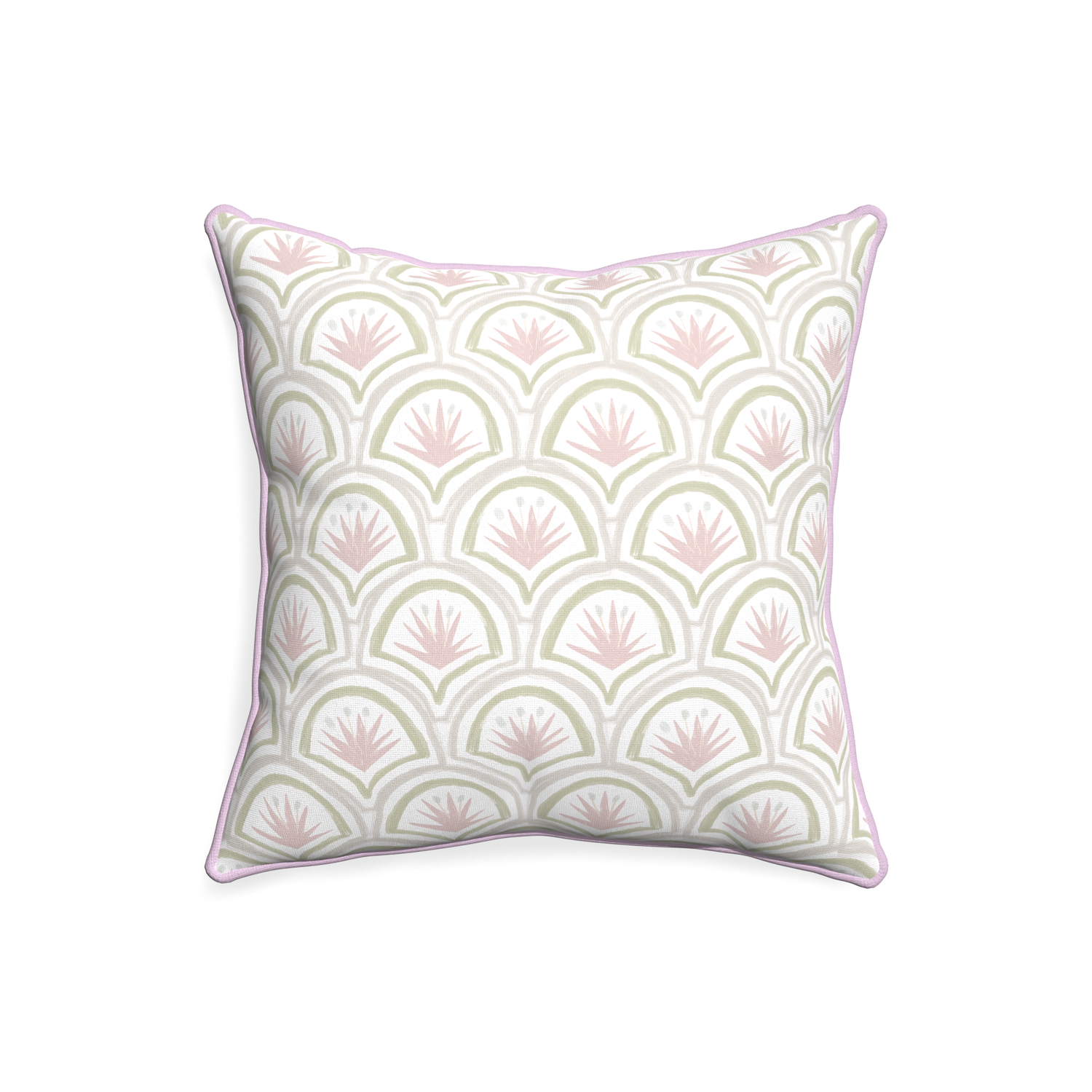 20-square thatcher rose custom pillow with l piping on white background