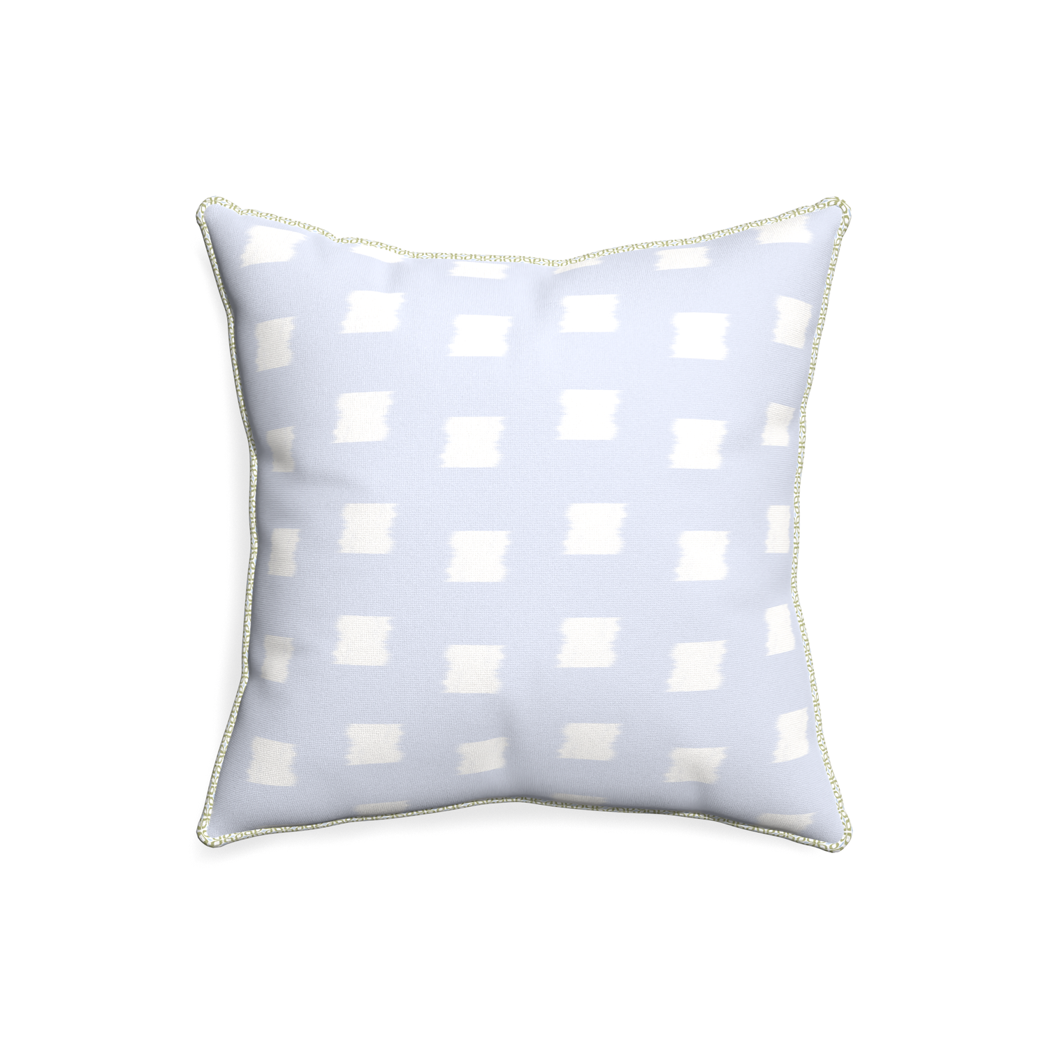 20-square denton custom pillow with l piping on white background