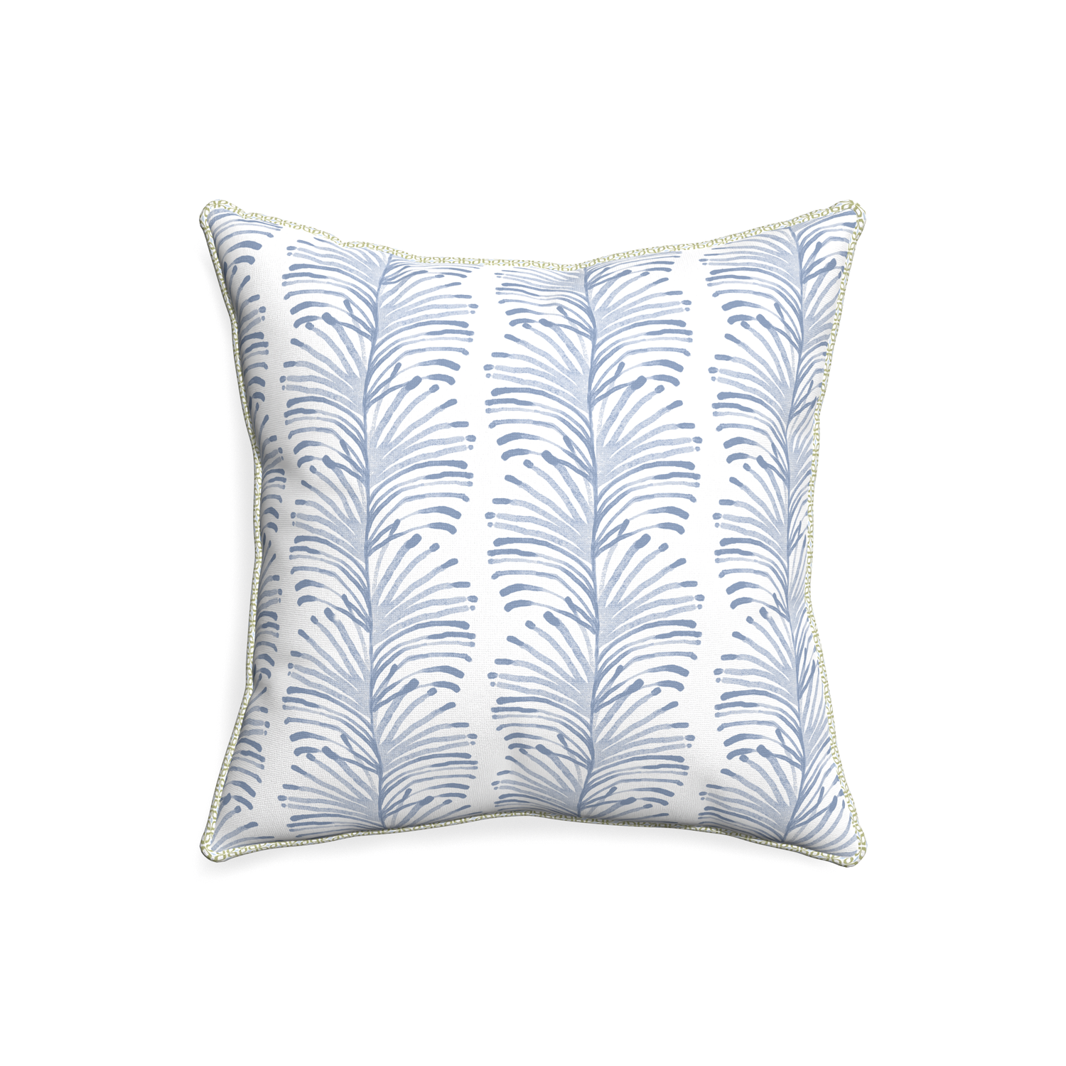 20-square emma sky custom pillow with l piping on white background