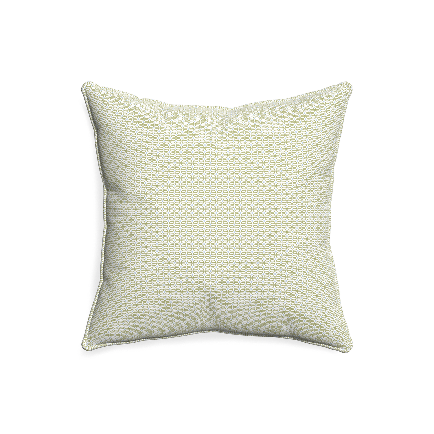 20-square loomi moss custom moss green geometricpillow with l piping on white background