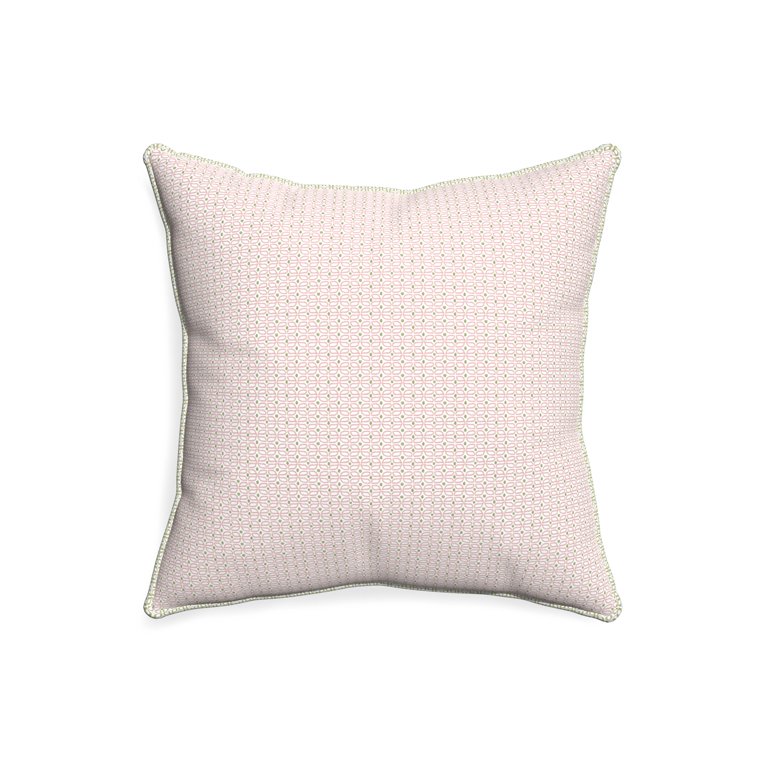 20-square loomi pink custom pillow with l piping on white background
