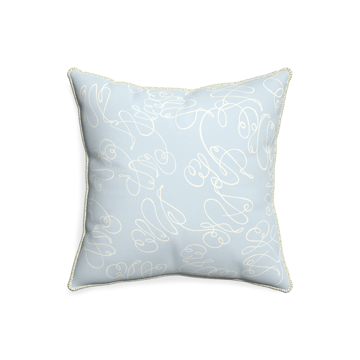 20-square mirabella custom pillow with l piping on white background