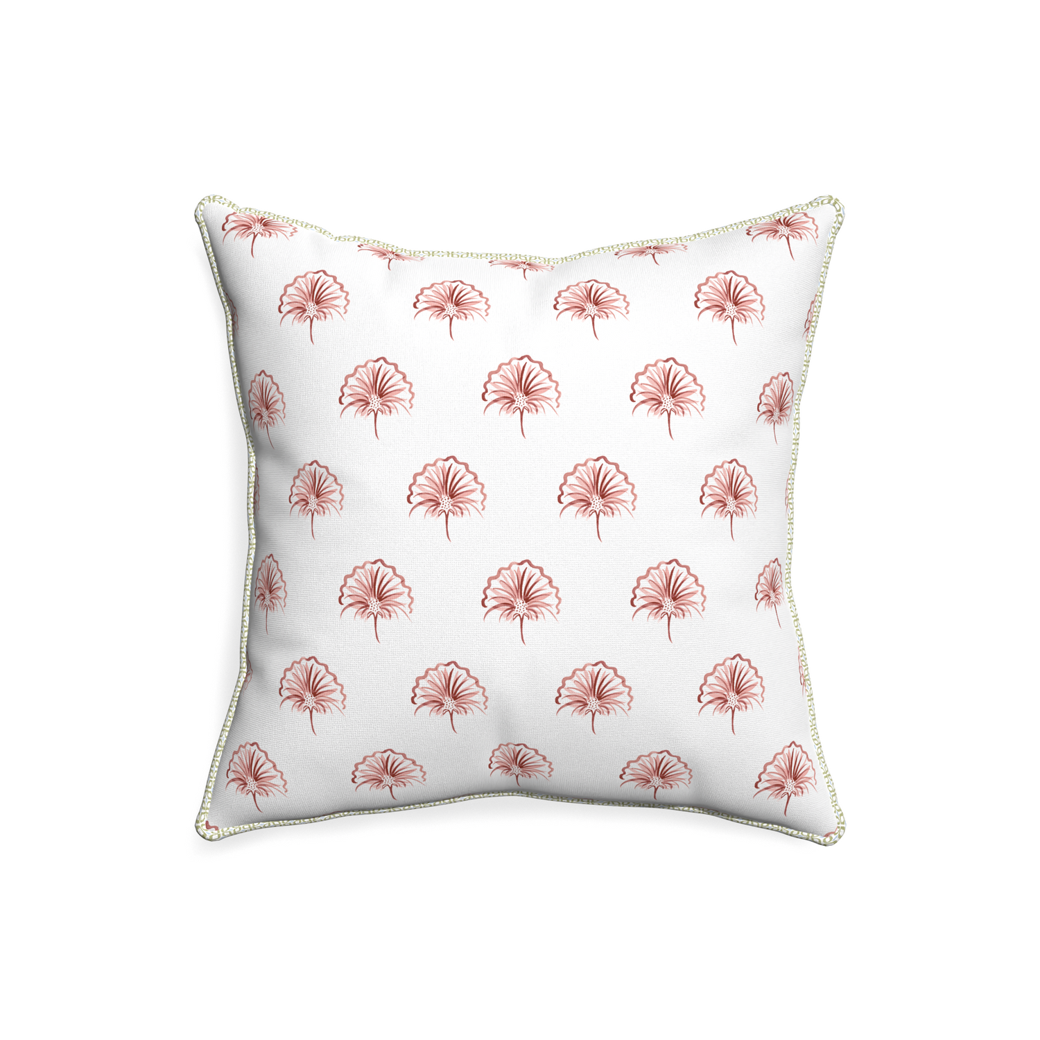 20-square penelope rose custom pillow with l piping on white background