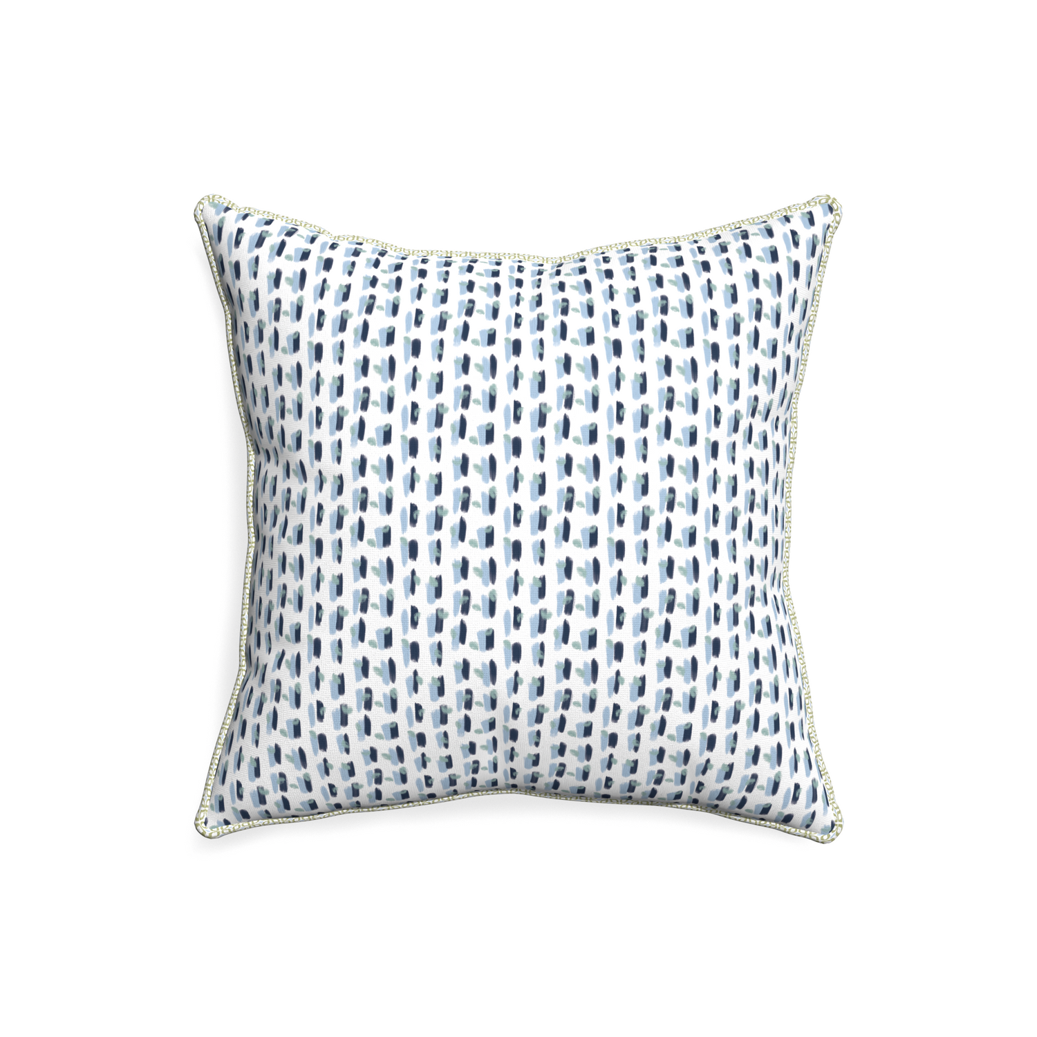 20-square poppy blue custom pillow with l piping on white background