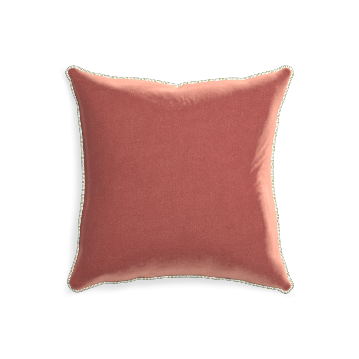 20-square cosmo velvet custom pillow with l piping on white background