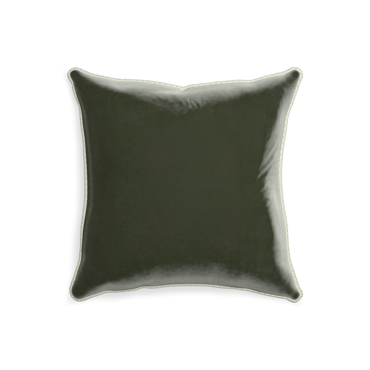 20-square fern velvet custom pillow with l piping on white background